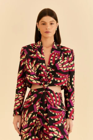 FARM Rio BLACK BANANA DOTS CUT OUT BLAZER Flash Sale