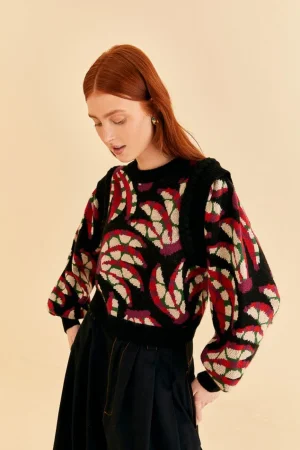 FARM Rio BLACK BANANA DOTS KNIT SWEATER Best