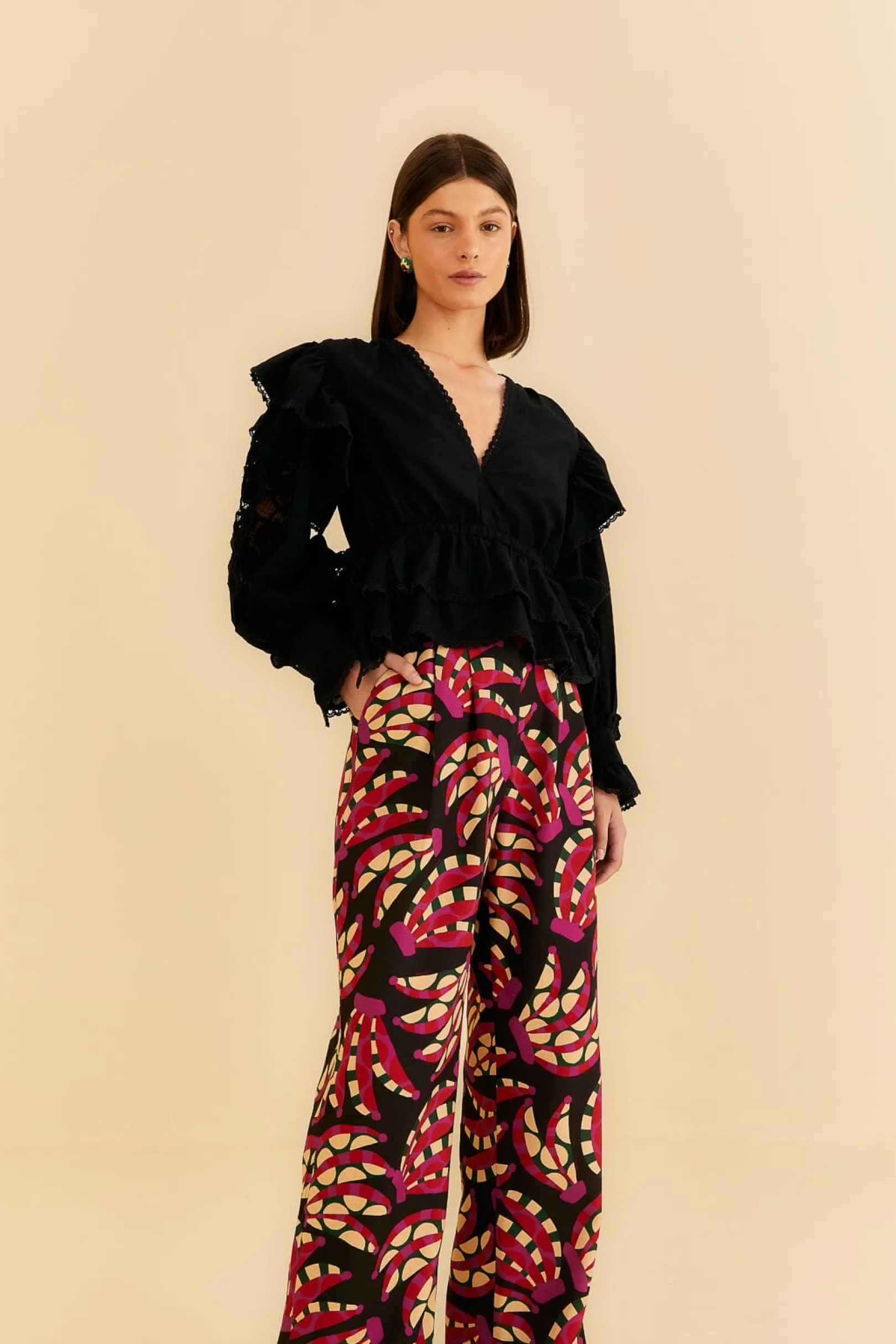 FARM Rio BLACK BANANA DOTS LOW WAISTED PANTS Fashion