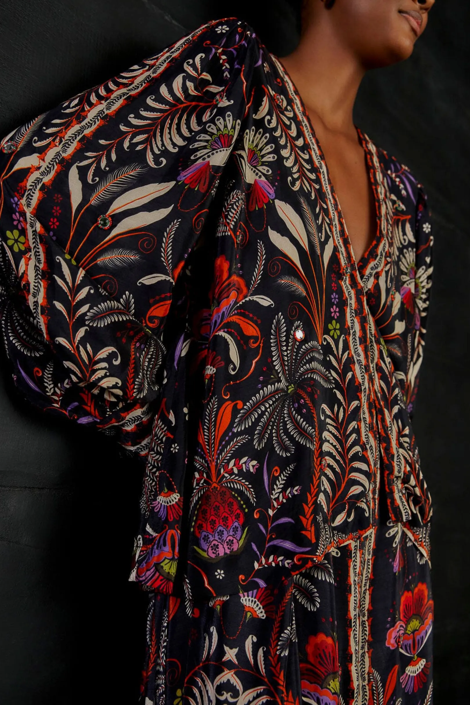 FARM Rio BLACK CLASSIC GARDEN MIRROR TRIM BLOUSE Outlet