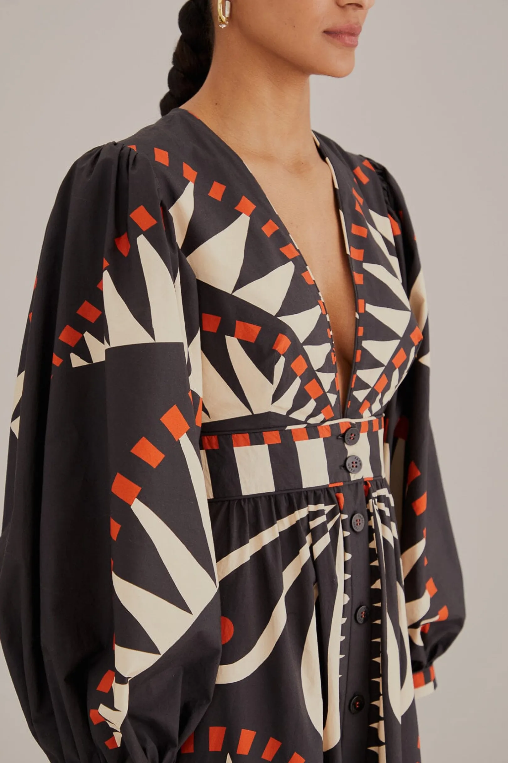 FARM Rio BLACK COCONUT GROVE PUFF SLEEVE MAXI DRESS Best