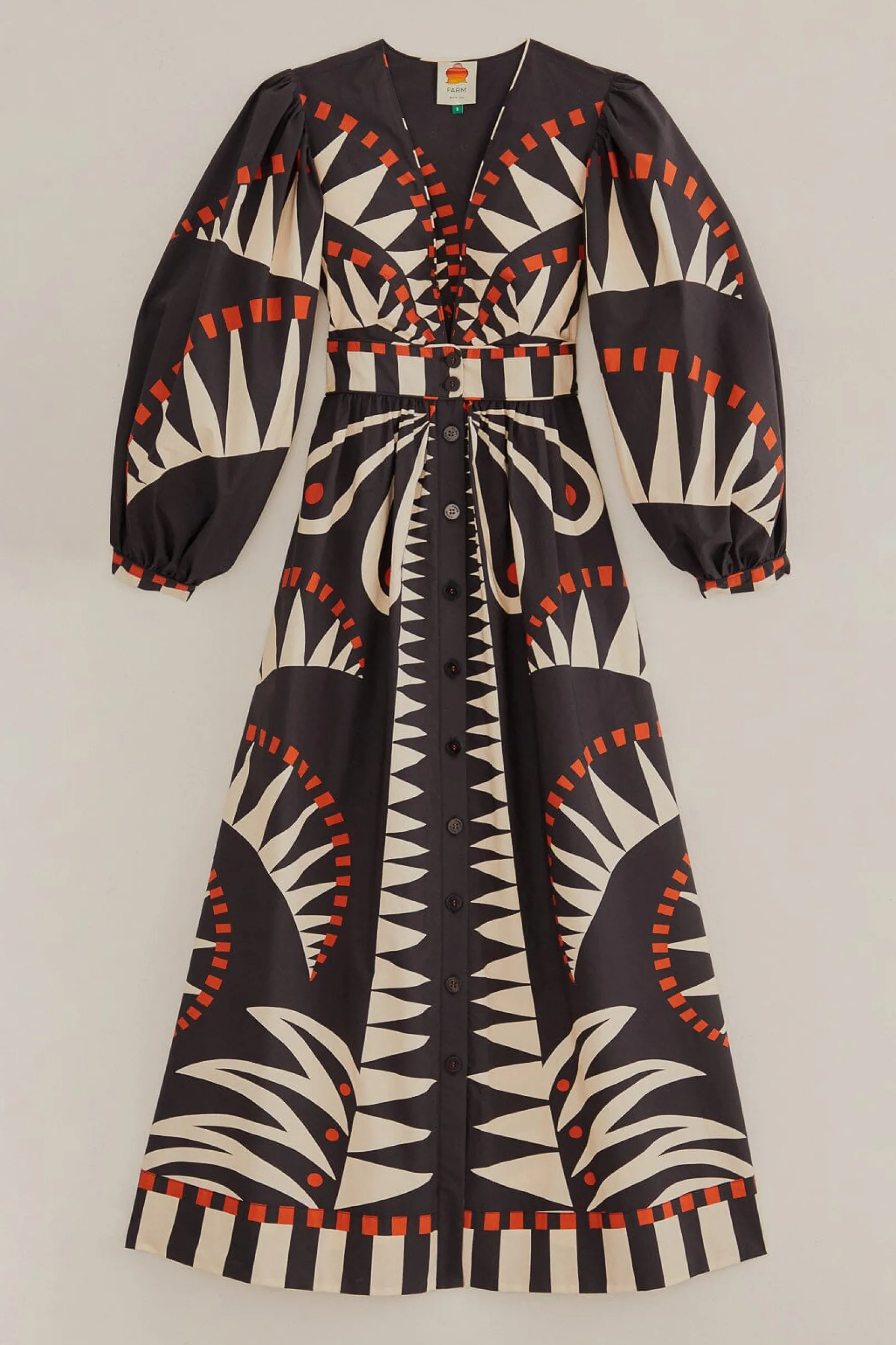 FARM Rio BLACK COCONUT GROVE PUFF SLEEVE MAXI DRESS Best
