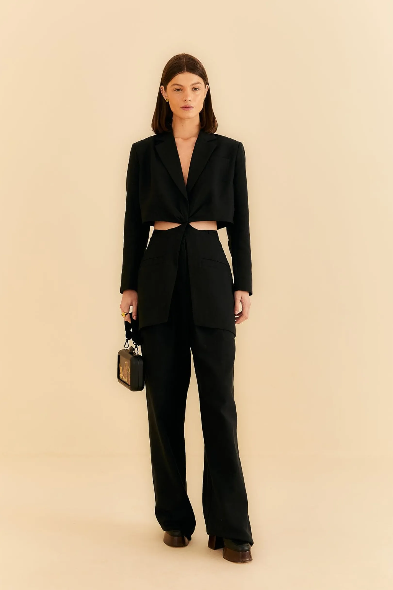 FARM Rio BLACK CUT OUT BLAZER Cheap