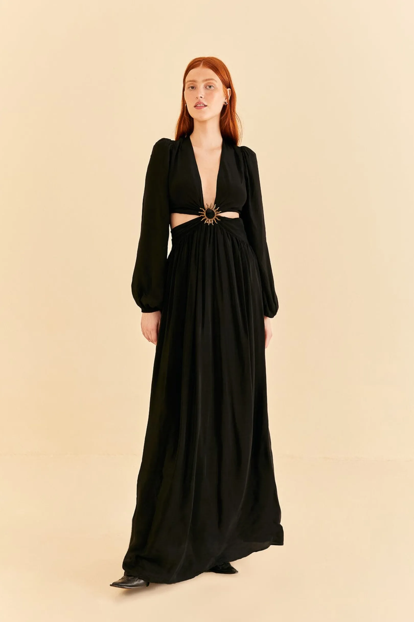 FARM Rio BLACK CUT OUT LONG SLEEVE MAXI DRESS Online