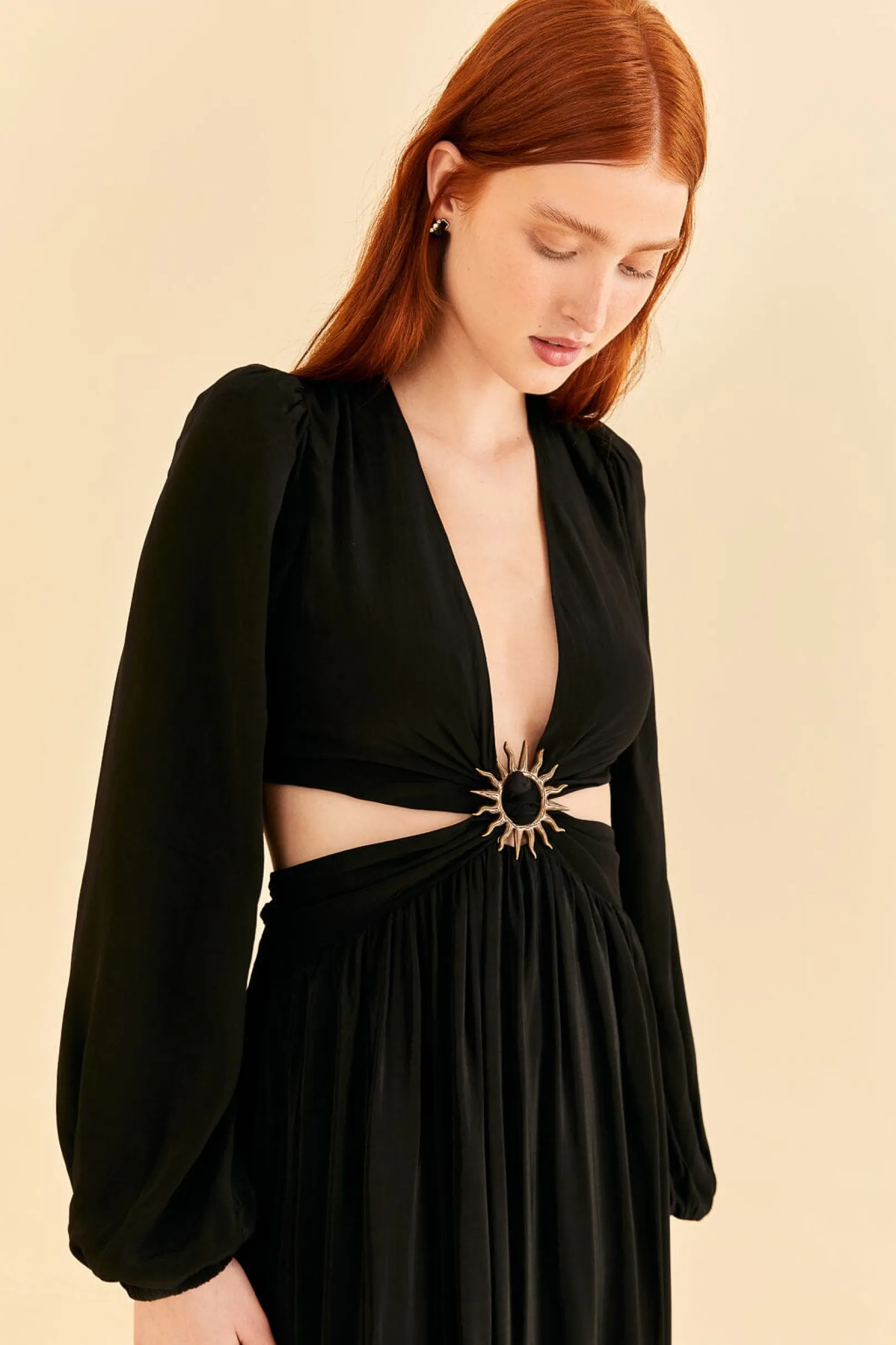 FARM Rio BLACK CUT OUT LONG SLEEVE MAXI DRESS Online