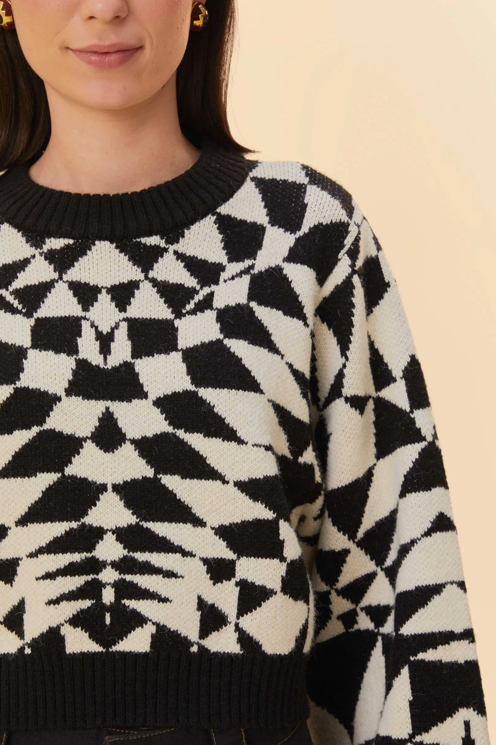 FARM Rio BLACK HEART DECO KNIT SWEATER Cheap