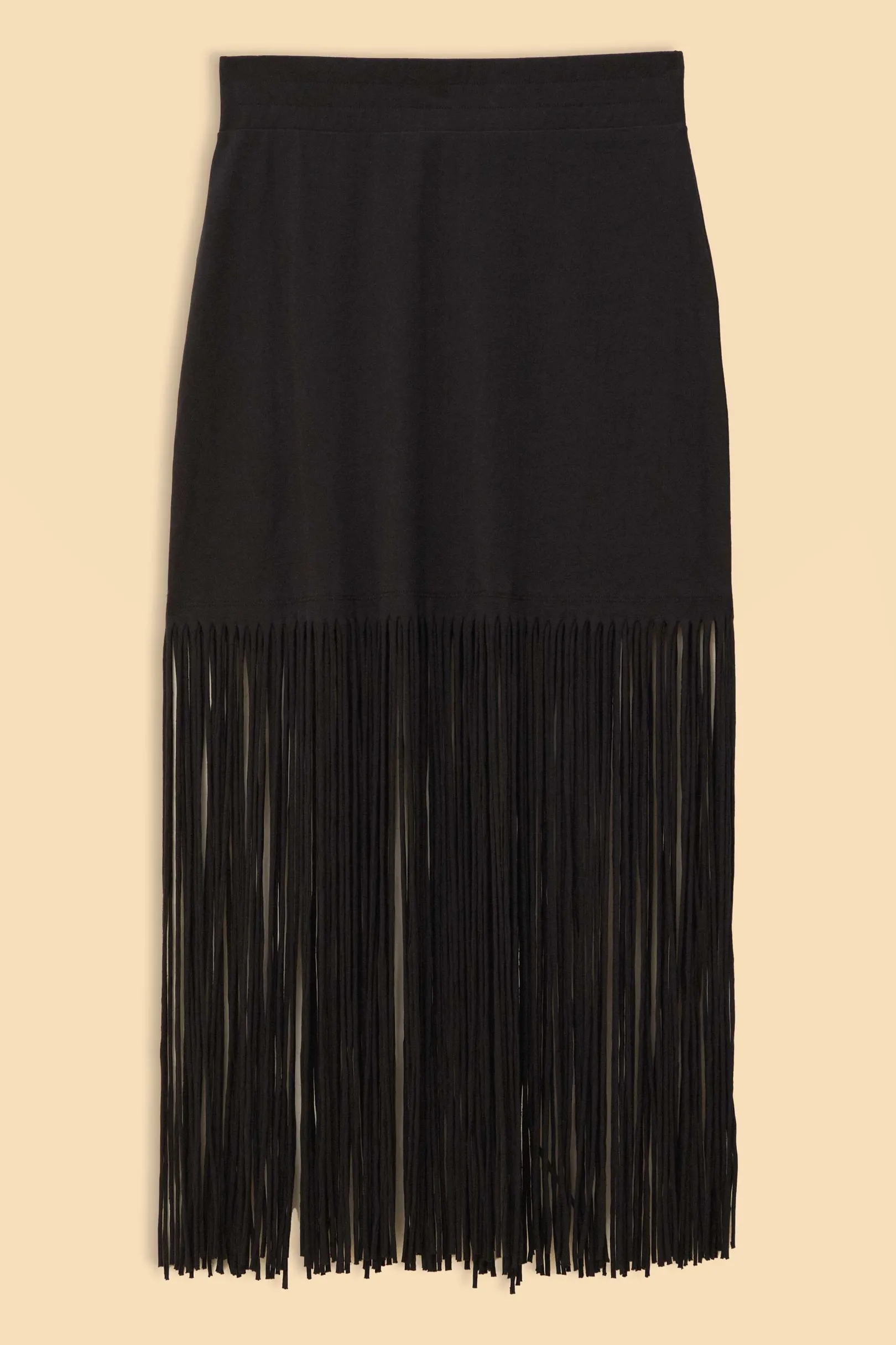 FARM Rio BLACK ORGANIC COTTON FRINGE MIDI SKIRT Online