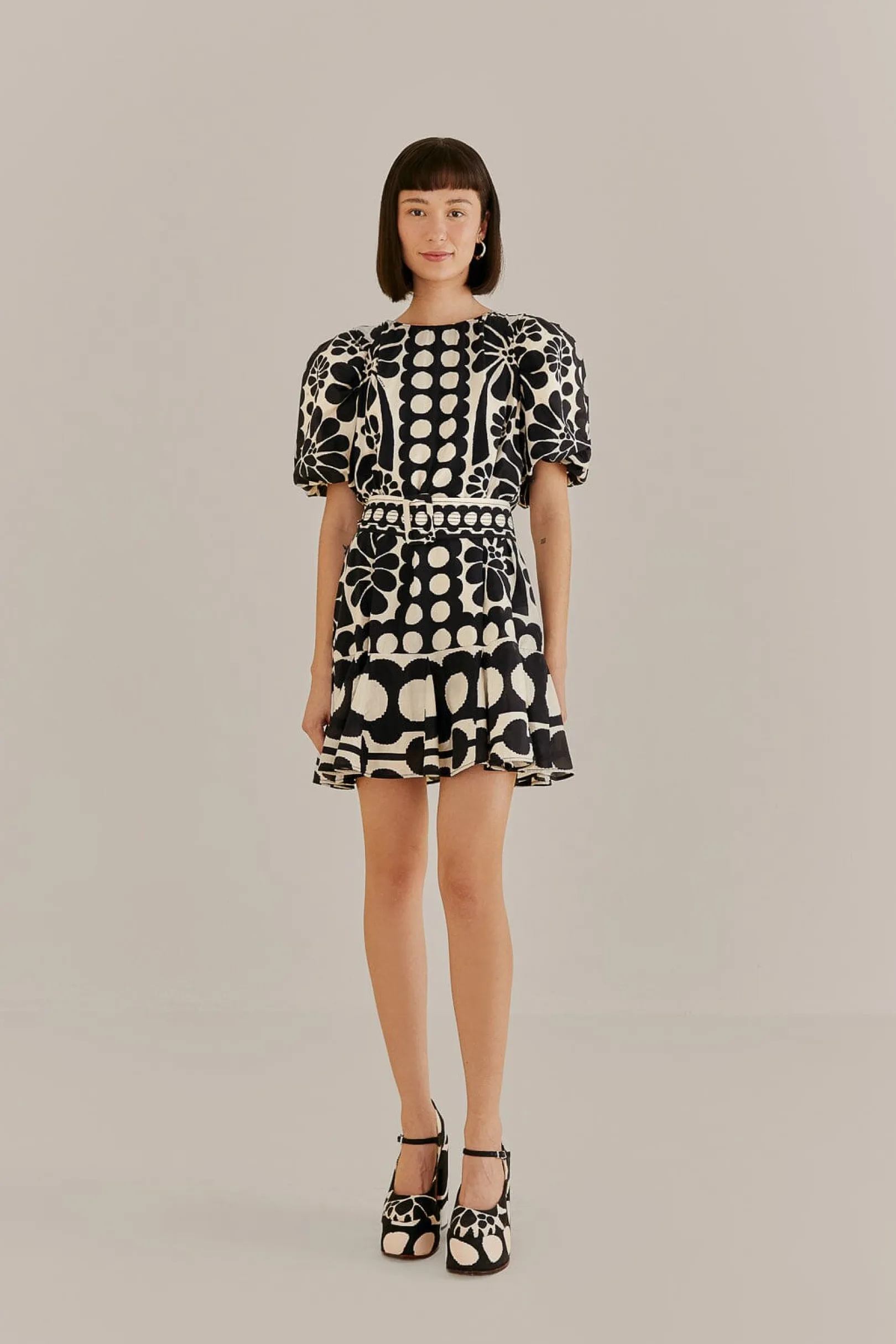 FARM Rio BLACK PALERMO PUFF SLEEVE MINI DRESS Fashion