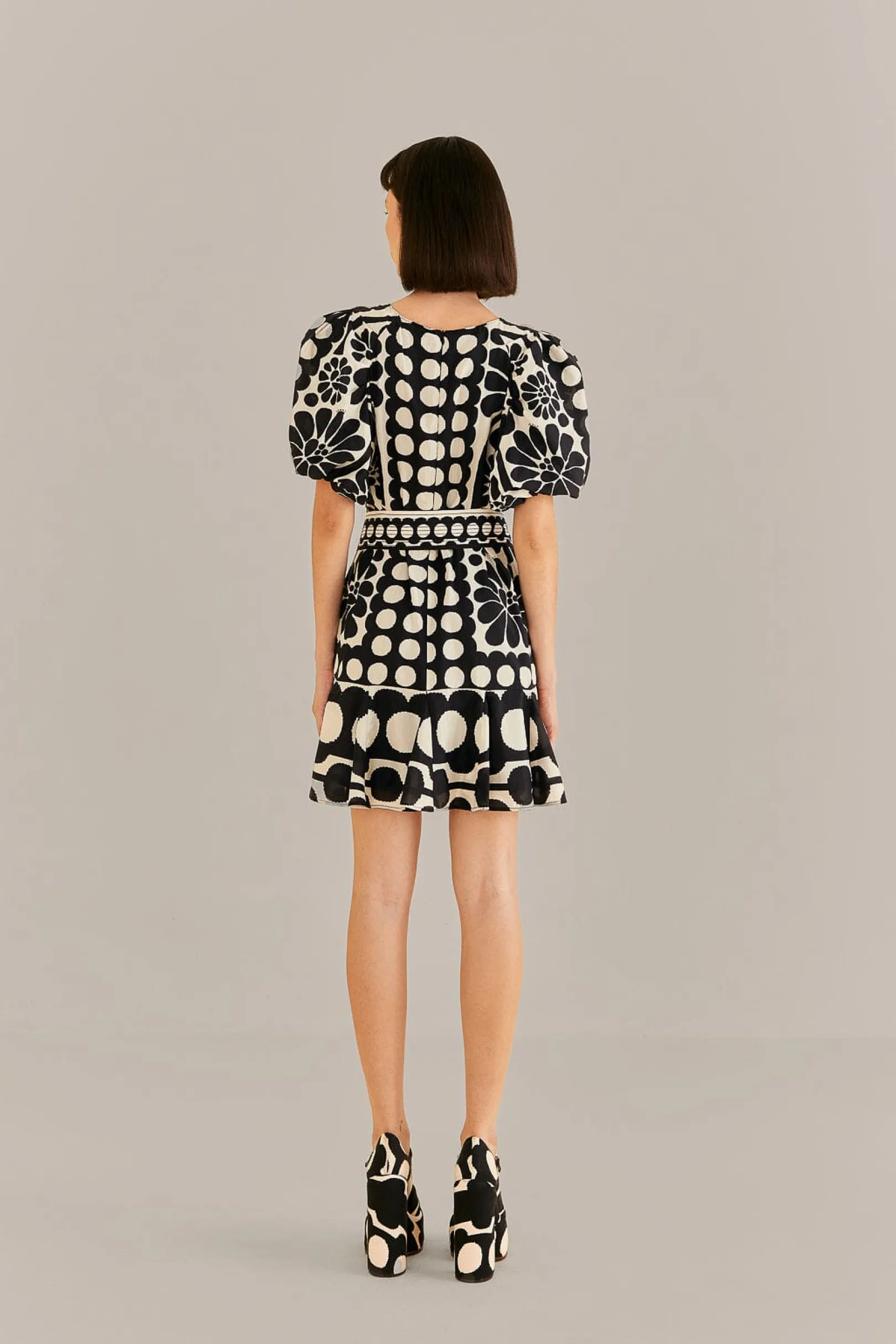 FARM Rio BLACK PALERMO PUFF SLEEVE MINI DRESS Fashion