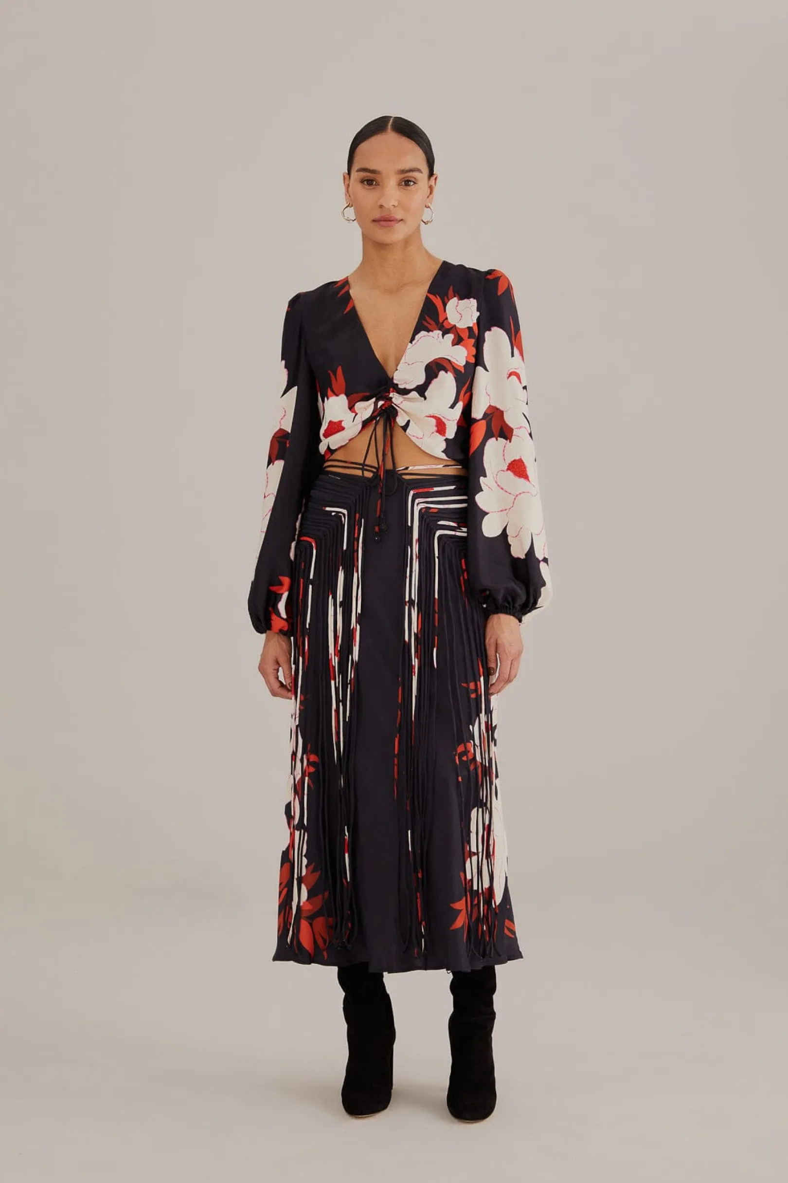 FARM Rio BLACK PEONY LONG SLEEVE BLOUSE Online