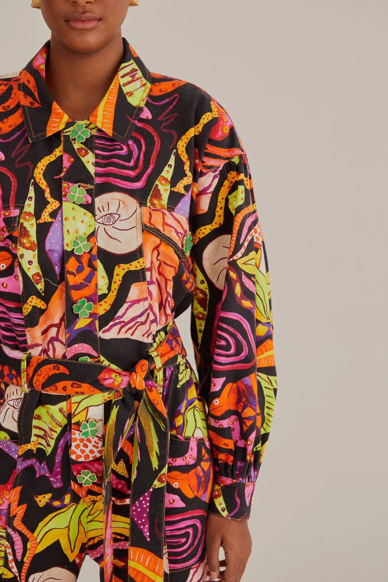 FARM Rio BLACK PSYCHEDELIC GARDEN JUMPSUIT Clearance