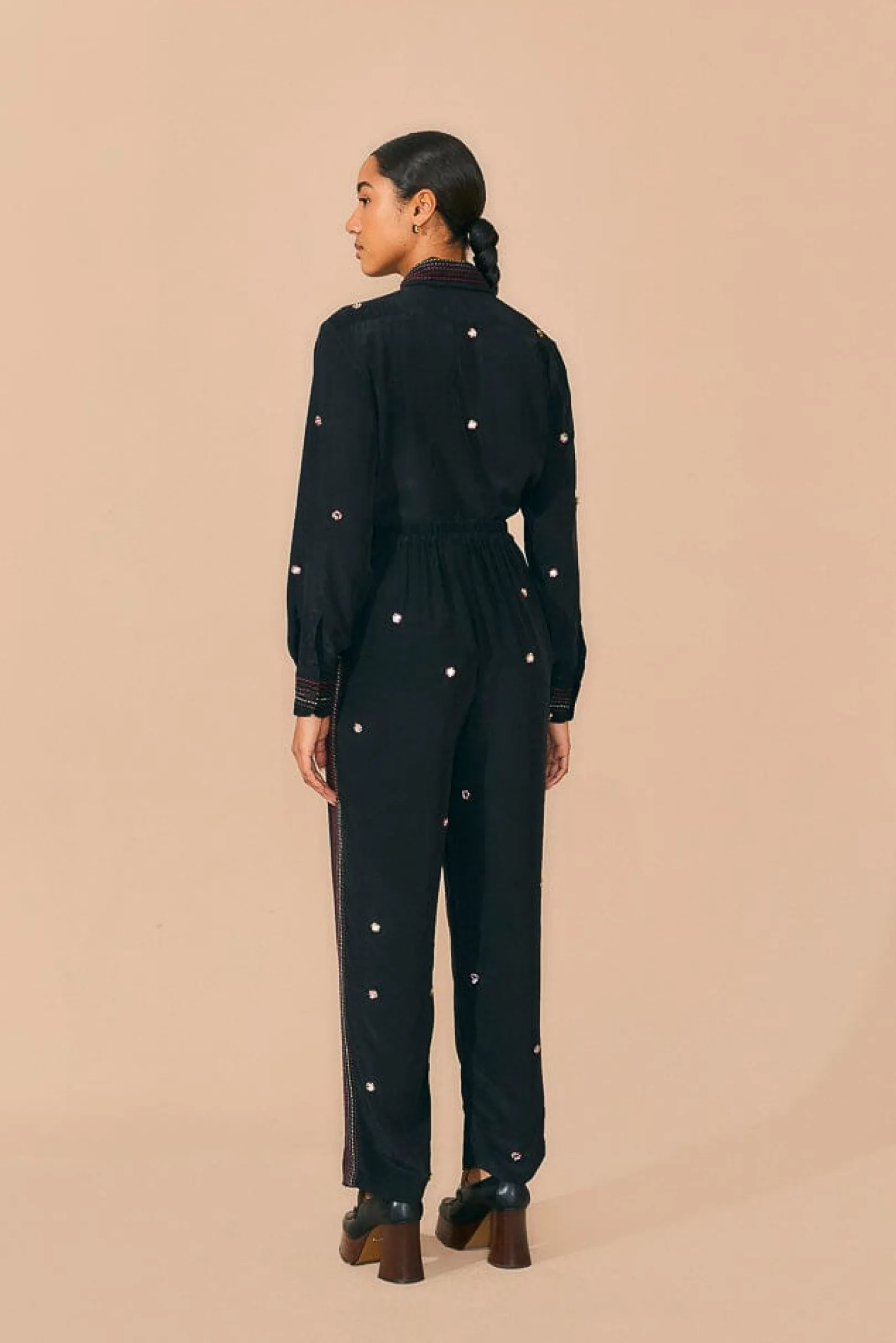 FARM Rio BLACK RAINBOW BEADED MIRROR TRIM PANTS Shop