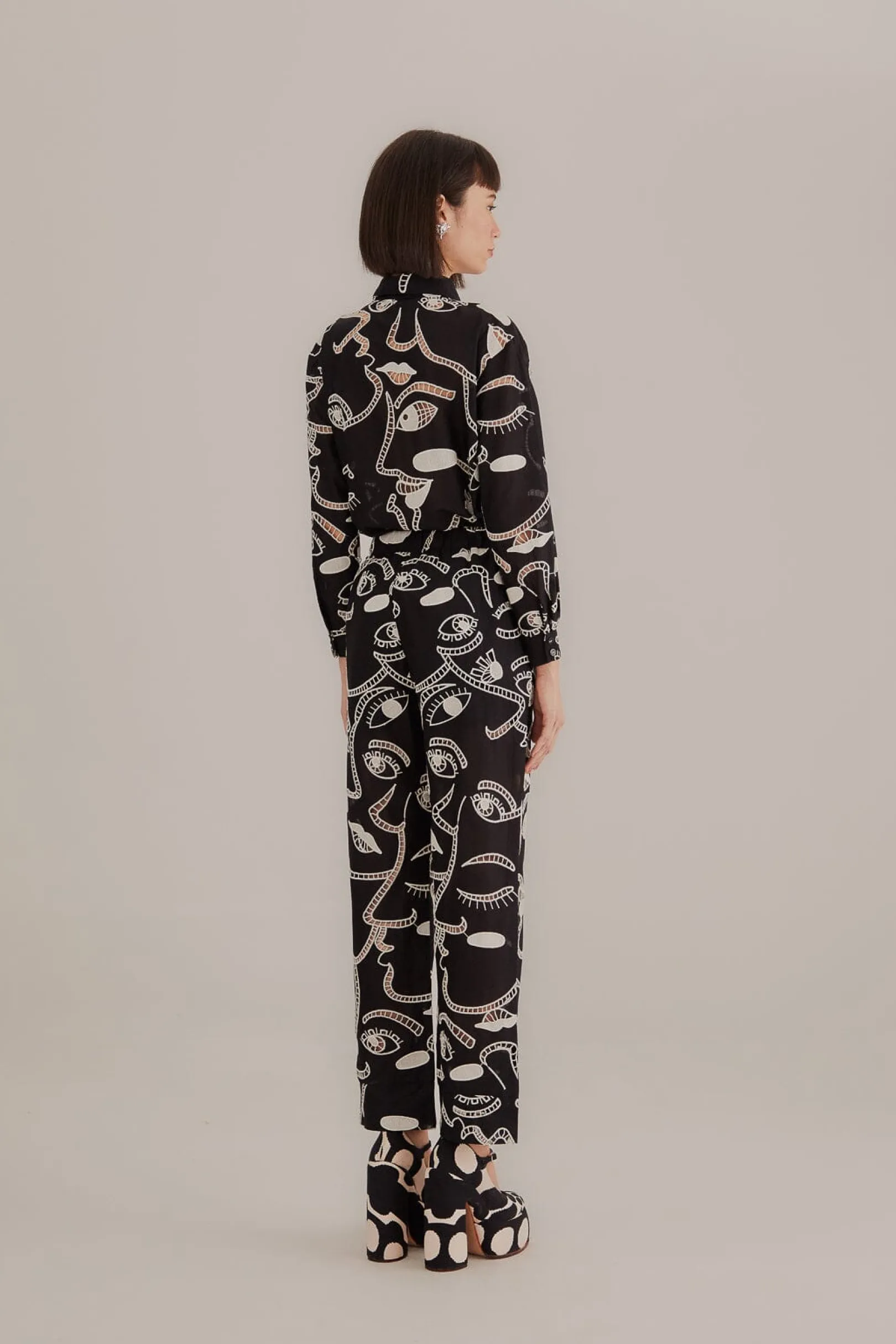 FARM Rio BLACK RICHELIEU FACES PANTS Discount