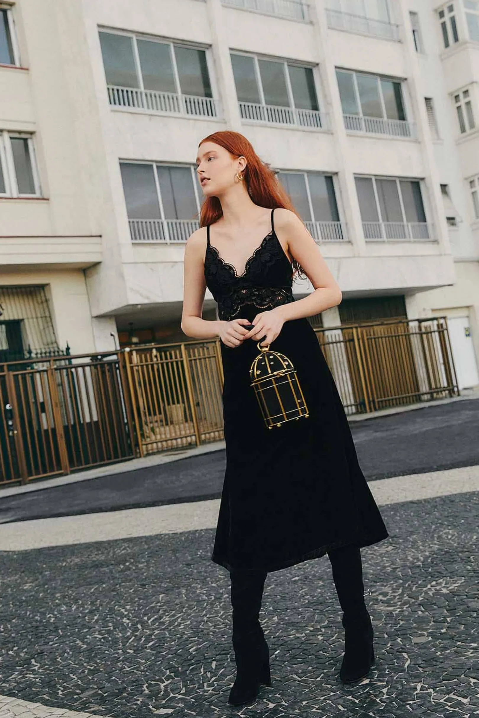FARM Rio BLACK RICHELIEU VELVET SLIP DRESS Best
