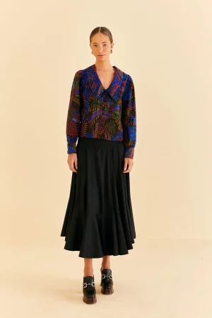 FARM Rio BLACK RUFFLE MAXI SKIRT Sale