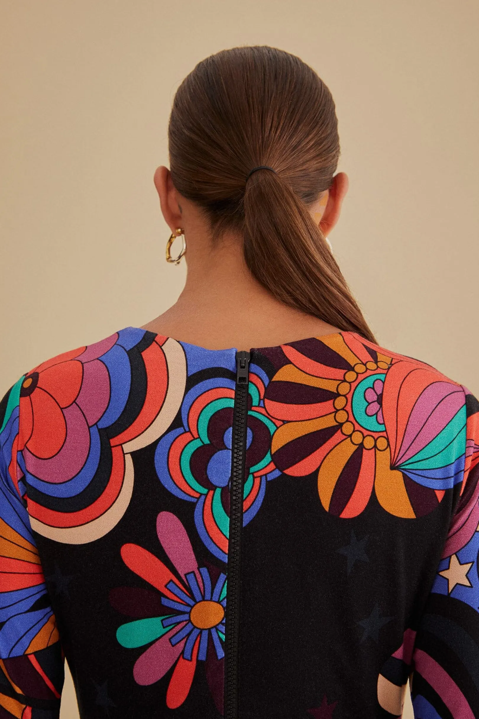 FARM Rio BLACK 70S VIBE LENZING™ ECOVERO™ VISCOSE MIDI DRESS Store