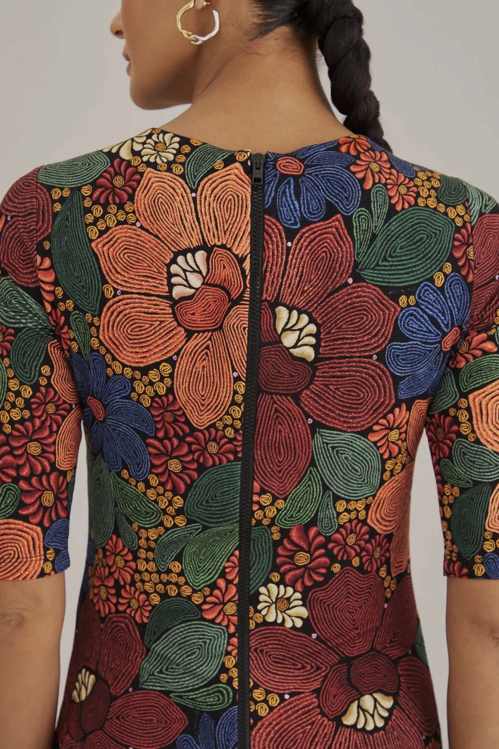 FARM Rio BLACK STITCHED FLOWERS LENZING™ ECOVERO™ VISCOSE MIDI DRESS Fashion