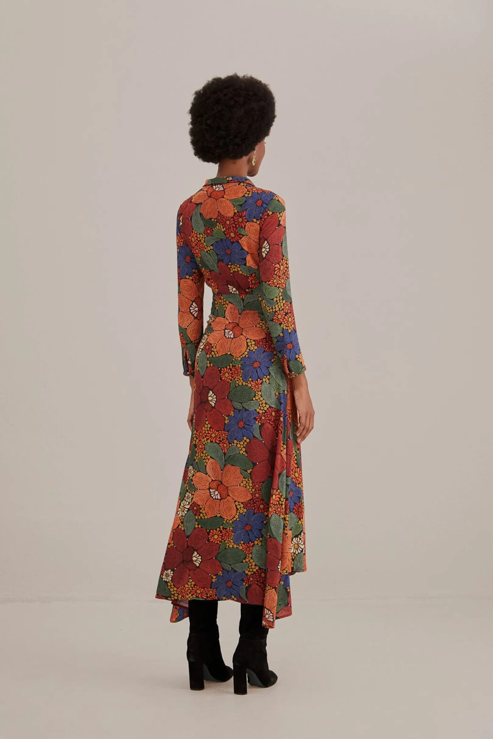 FARM Rio BLACK STITCHED FLOWERS V NECK MAXI DRESS Shop