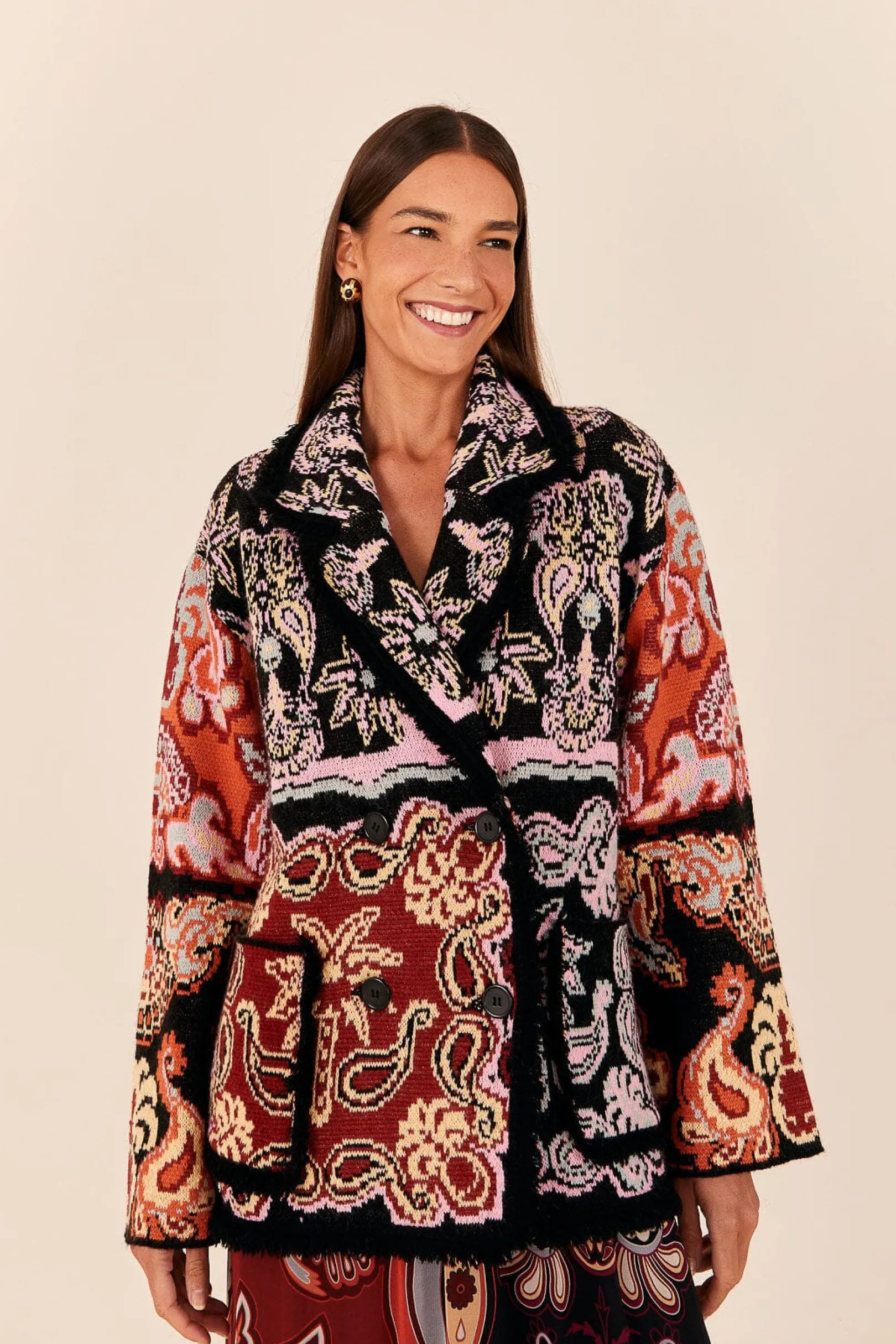 FARM Rio BLACK SWEET MERMAIDS KNIT BLAZER Discount