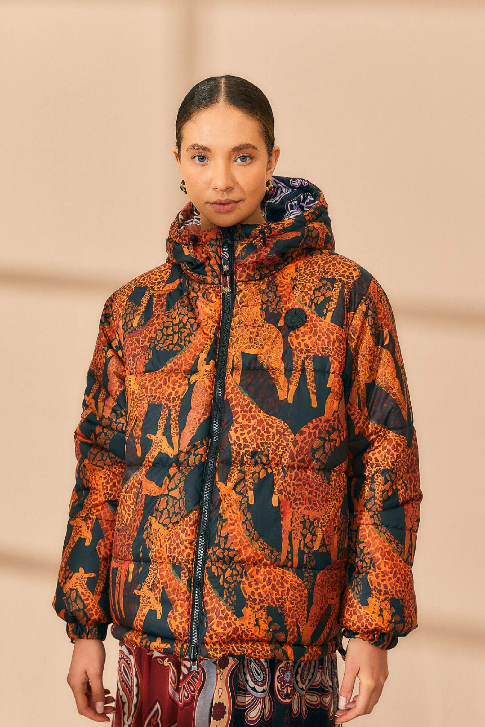 FARM Rio BLACK SWEET MERMAIDS REVERSIBLE PUFFER JACKET Flash Sale