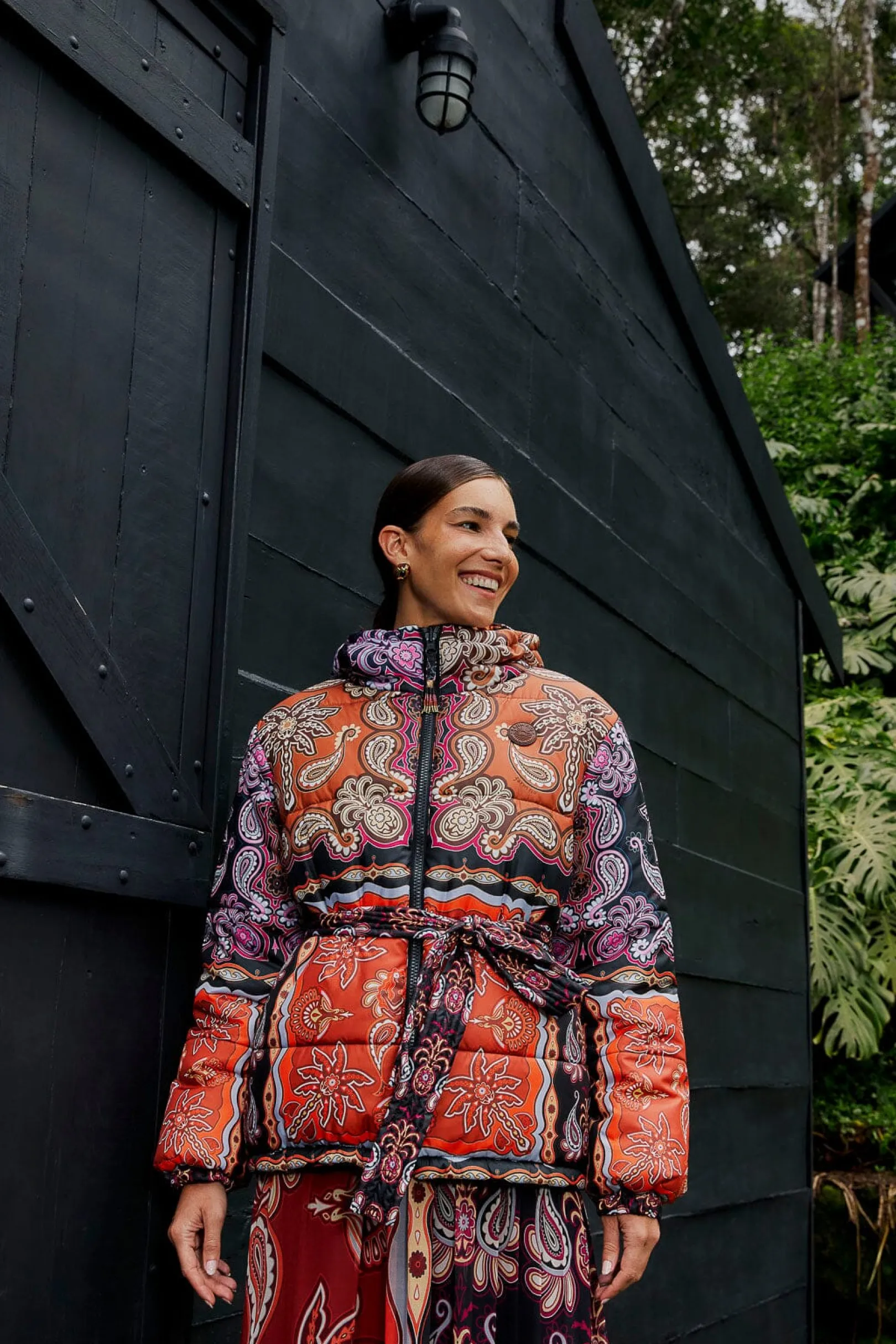 FARM Rio BLACK SWEET MERMAIDS REVERSIBLE PUFFER JACKET Flash Sale