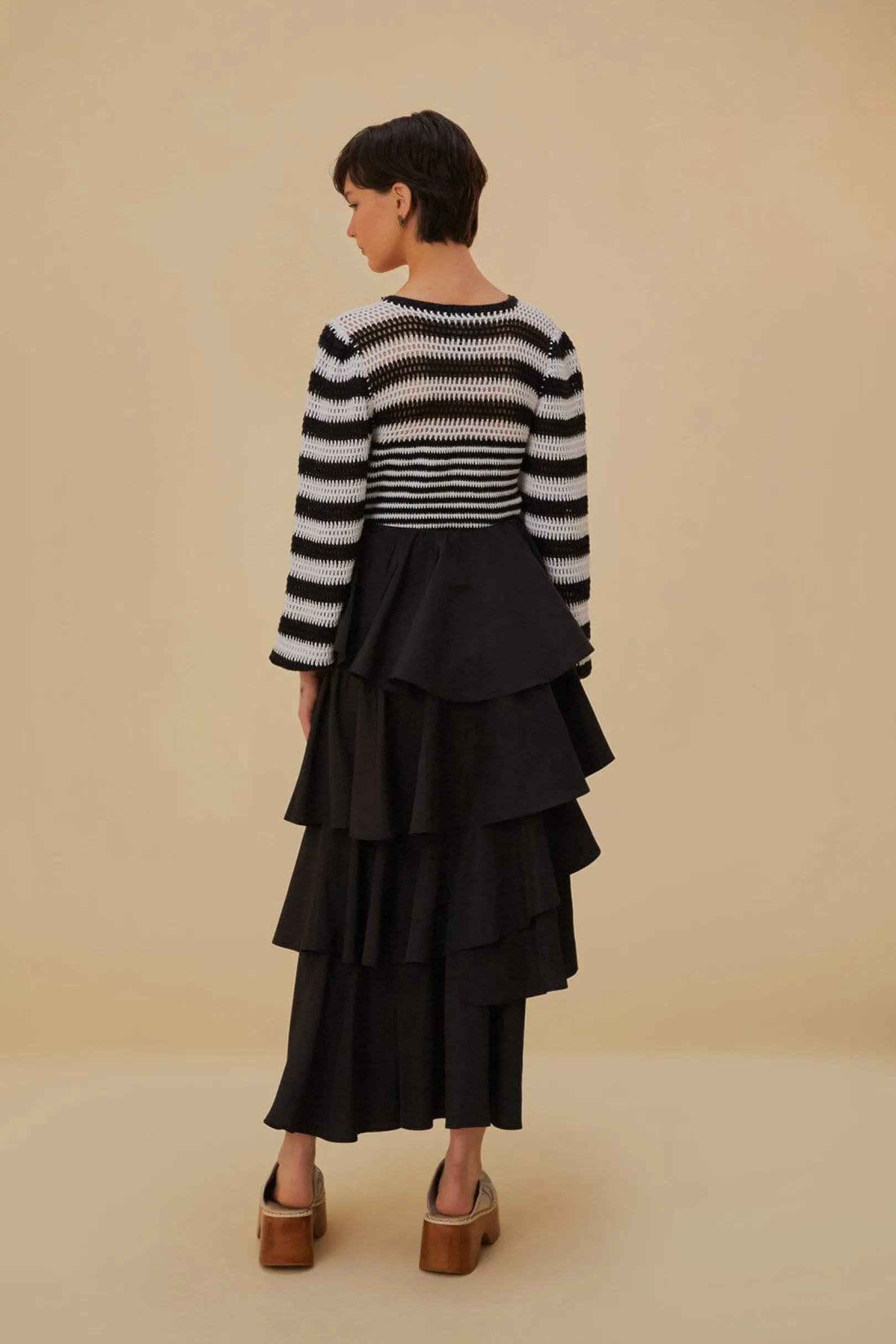 FARM Rio BLACK TIERED BOW DETAIL MAXI SKIRT Cheap