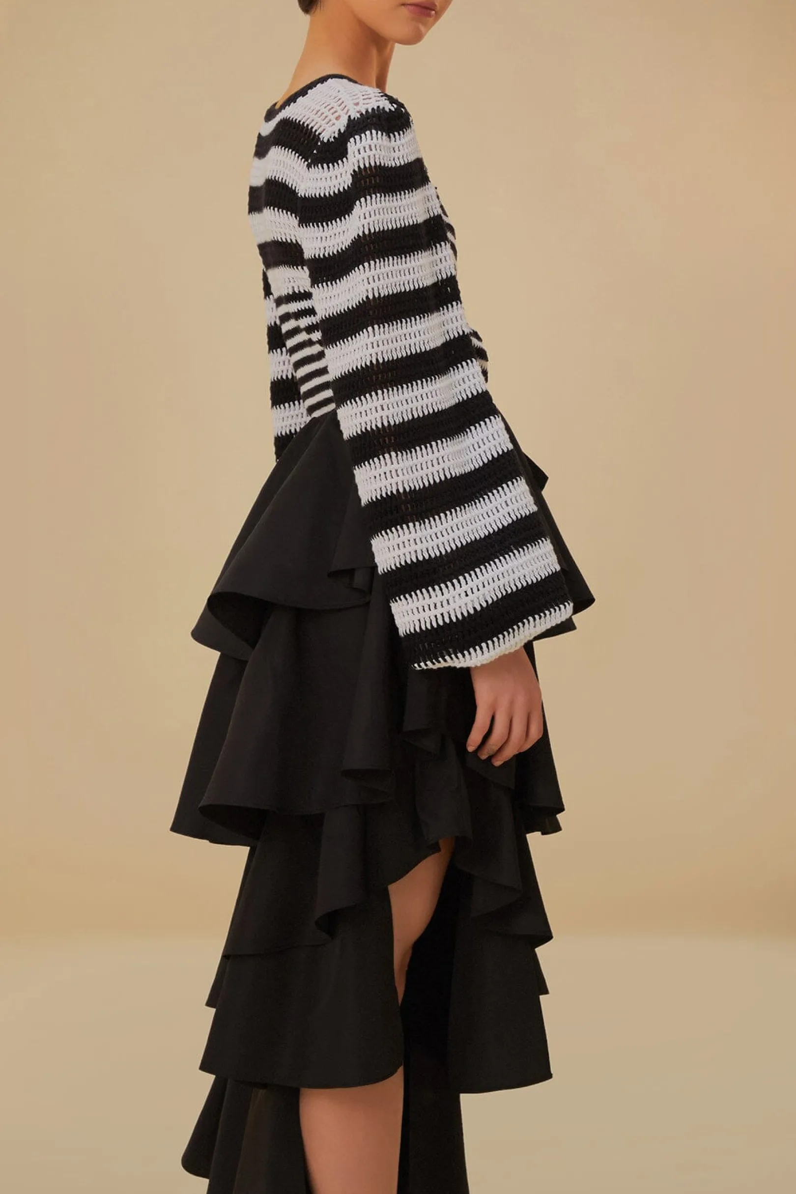 FARM Rio BLACK TIERED BOW DETAIL MAXI SKIRT Cheap