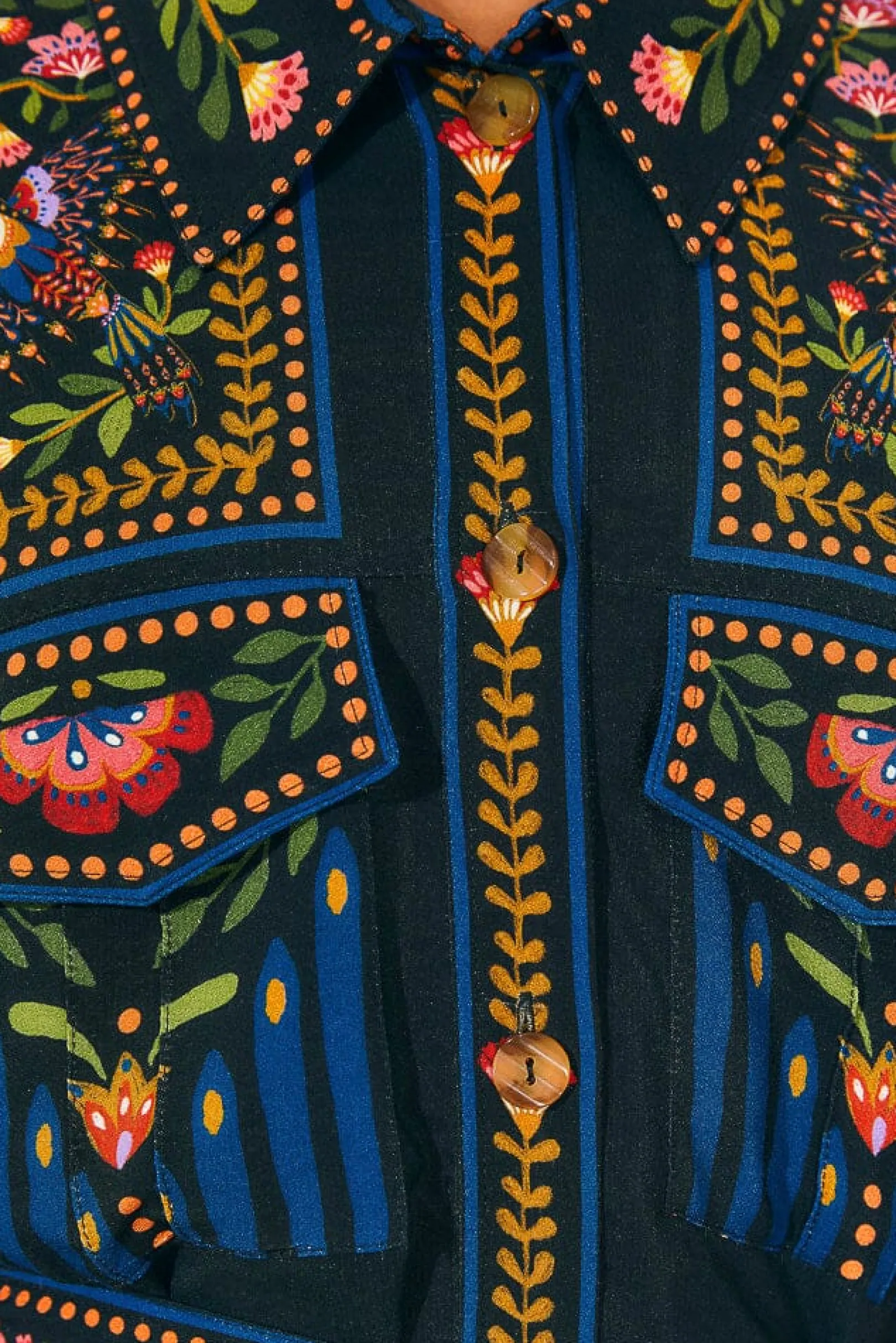 FARM Rio BLACK TOUCAN GARDEN MIDI DRESS Cheap