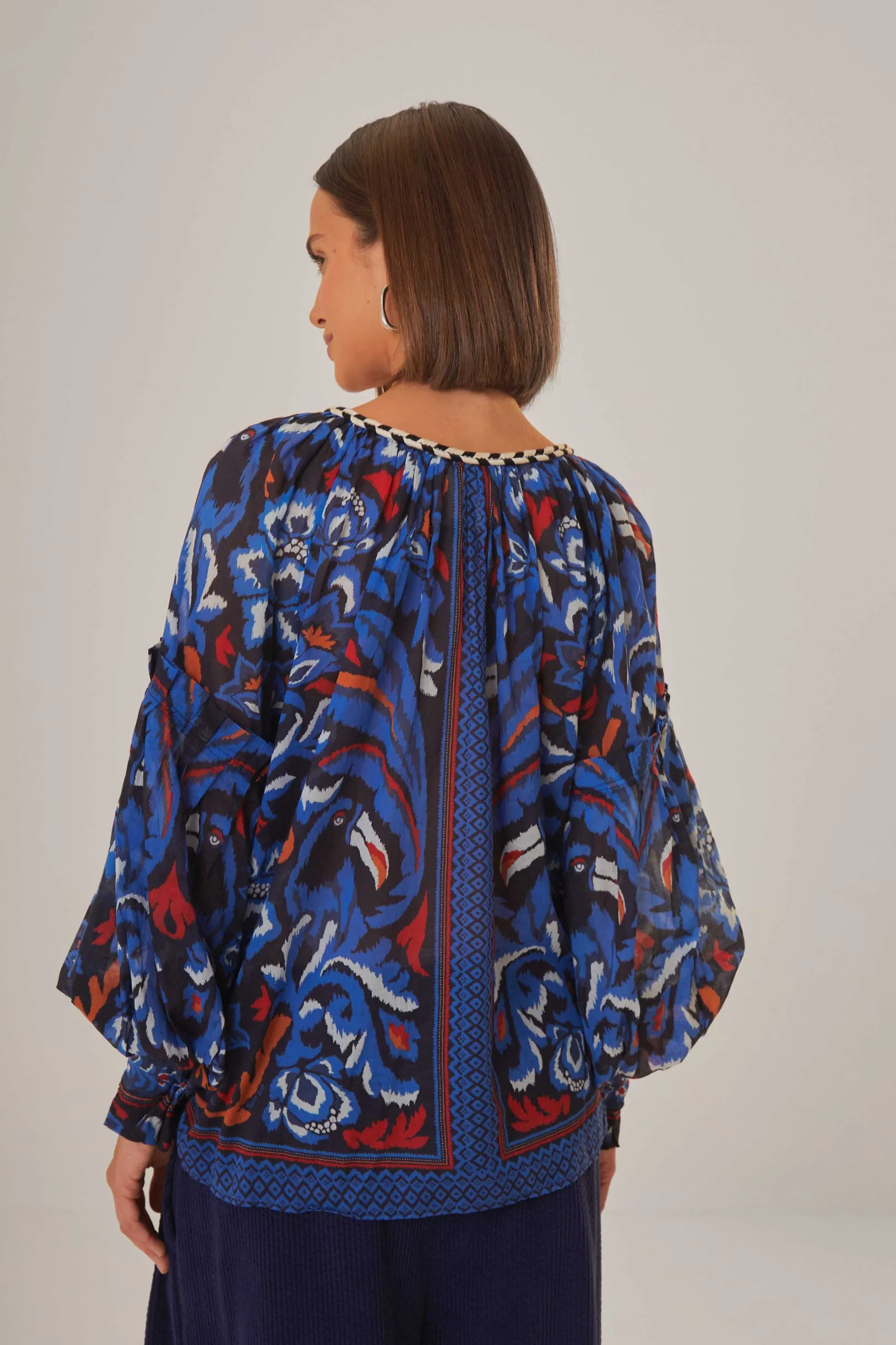 FARM Rio BLACK TOUCANS SCARF BLOUSE Flash Sale