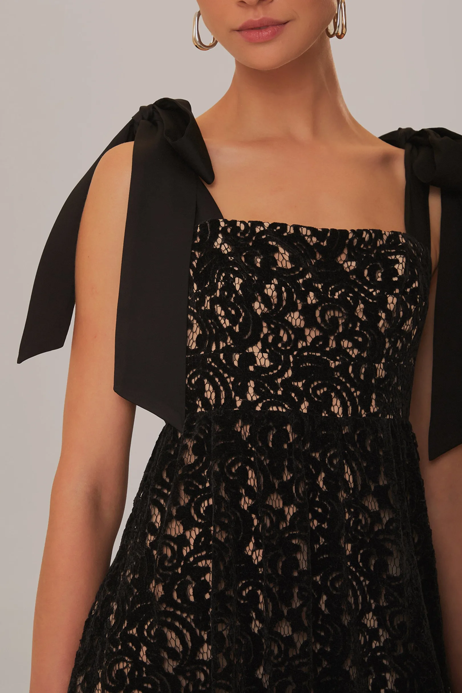 FARM Rio BLACK VELVET LACE SLEEVELESS MAXI DRESS Shop