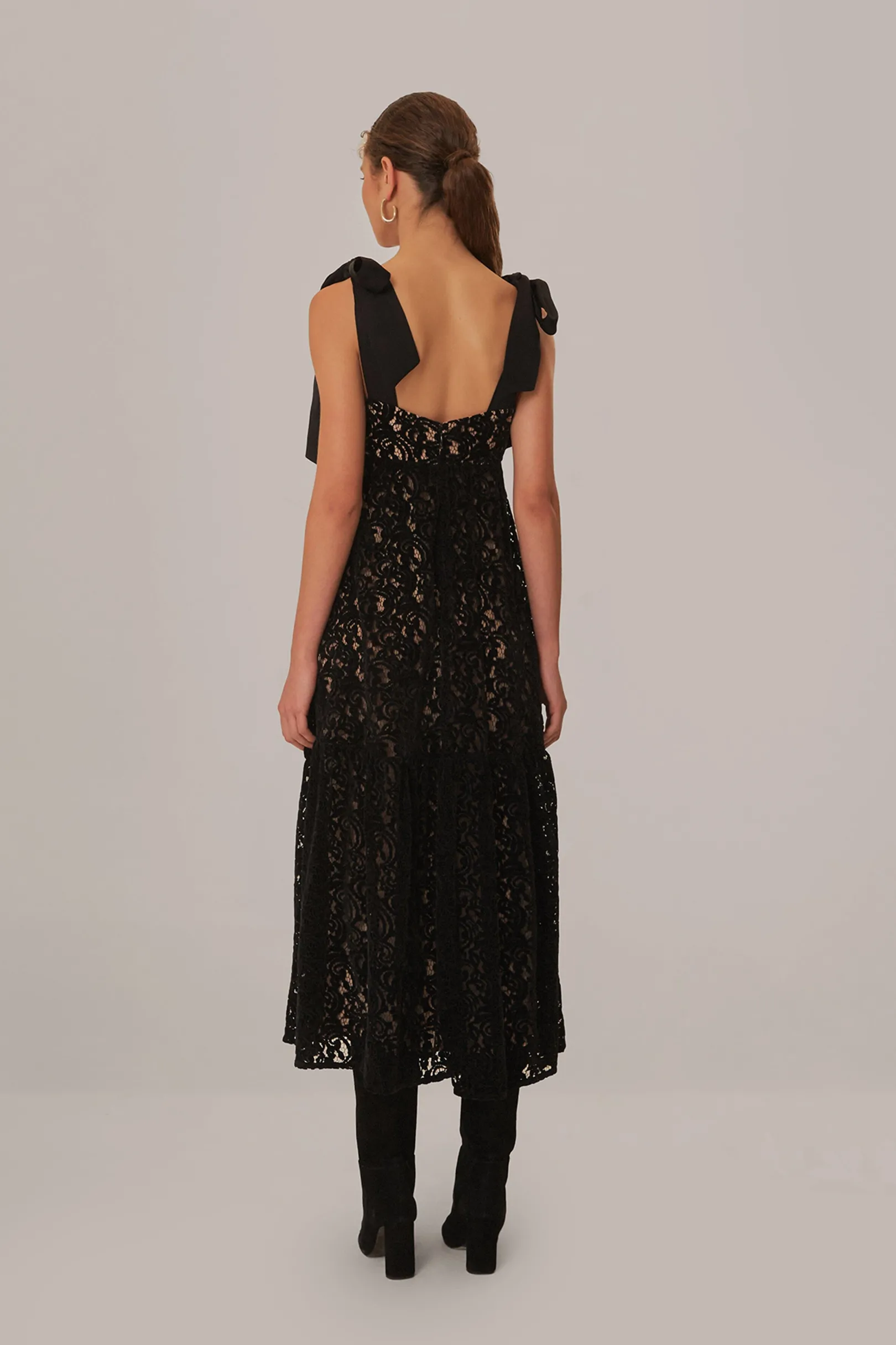FARM Rio BLACK VELVET LACE SLEEVELESS MAXI DRESS Shop