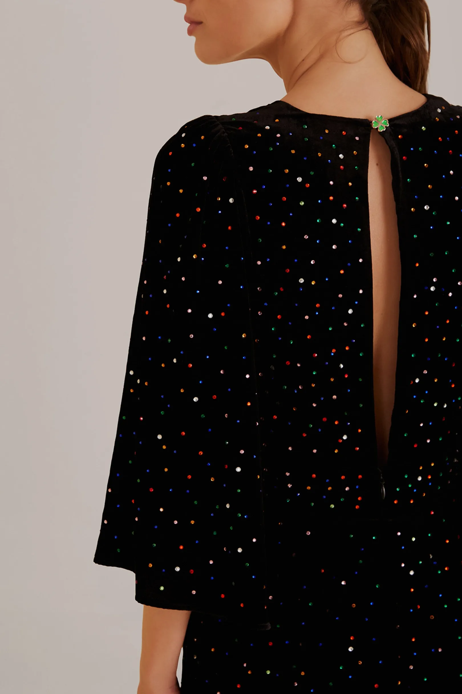 FARM Rio BLACK VELVET SHORT SLEEVE MIDI DRESS Sale