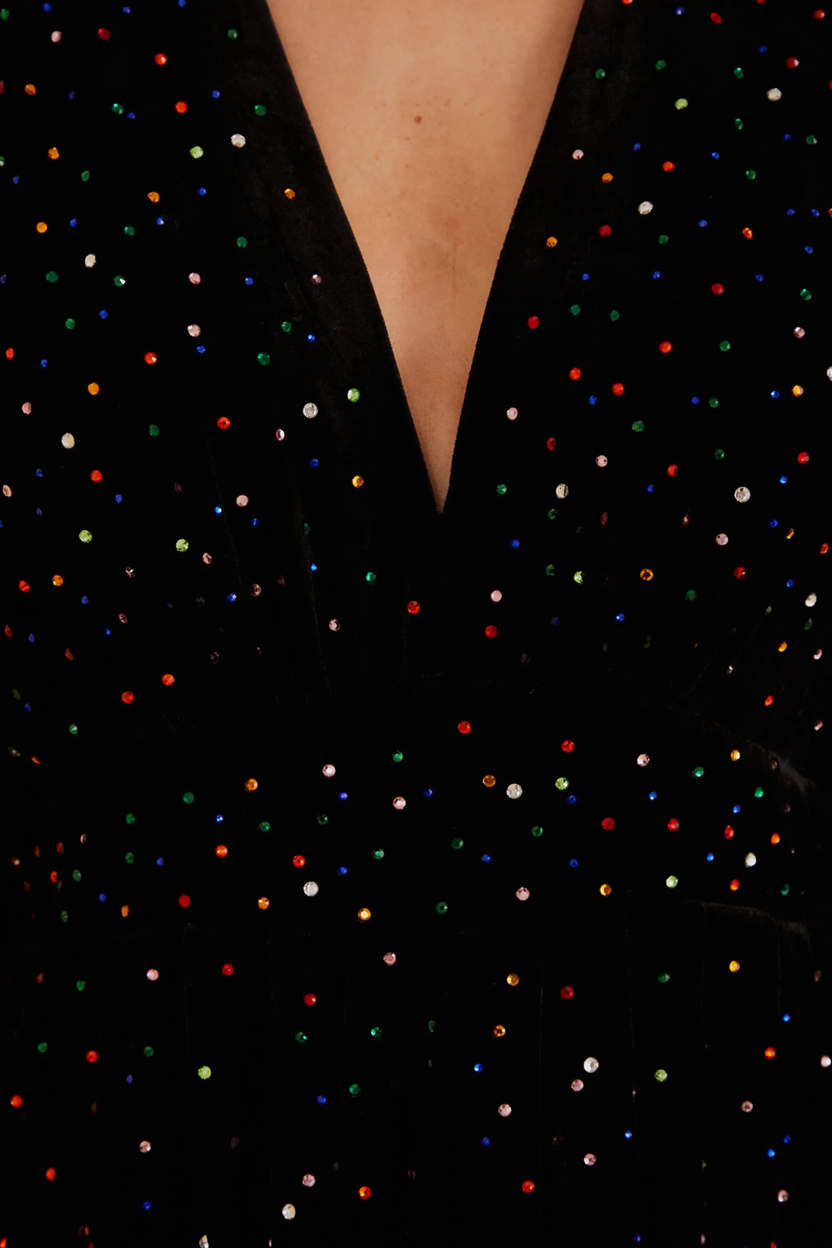 FARM Rio BLACK VELVET SHORT SLEEVE MIDI DRESS Sale