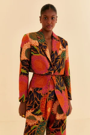 FARM Rio BLACK VINTAGE GARDEN CUT OUT BLAZER Best Sale