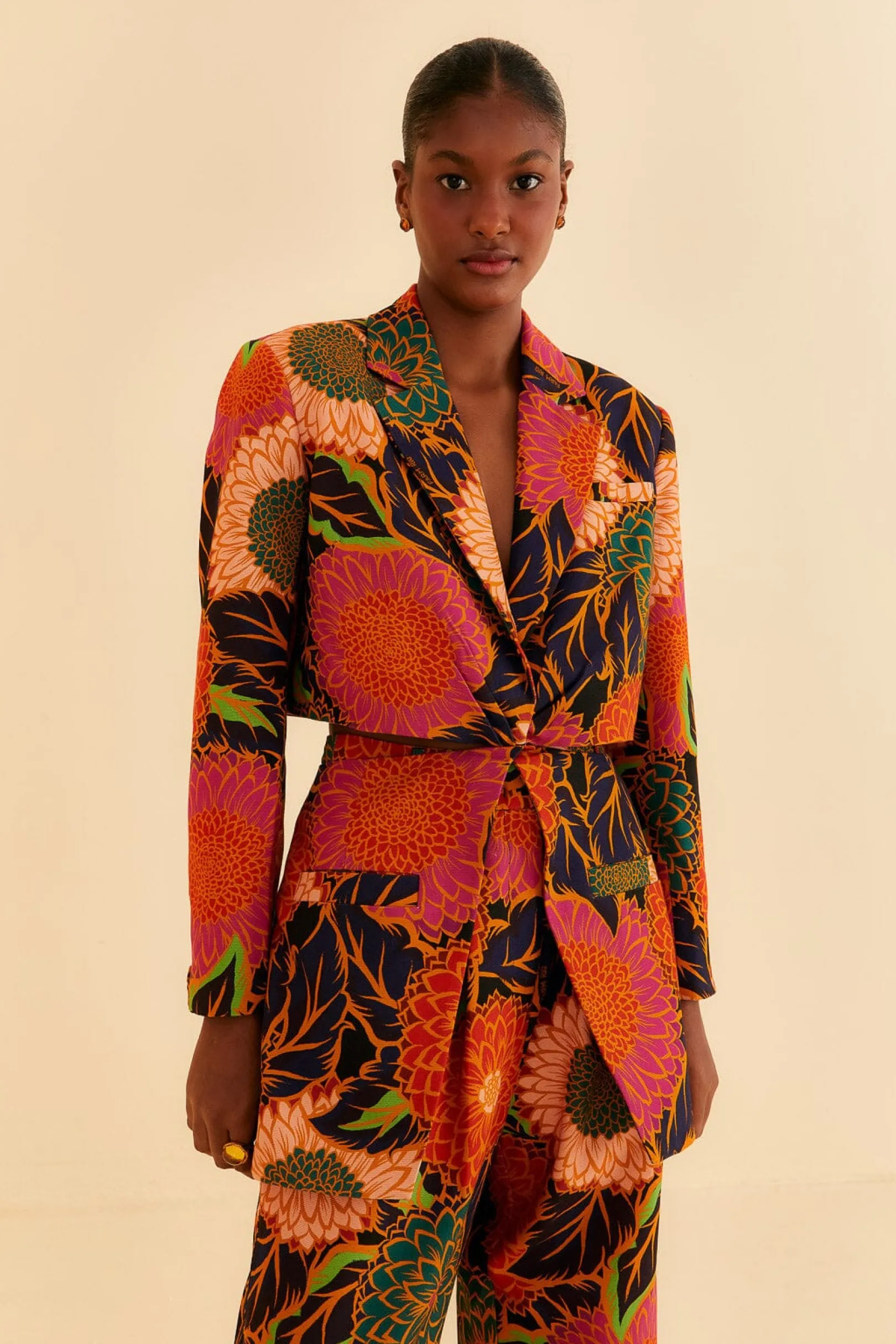 FARM Rio BLACK VINTAGE GARDEN CUT OUT BLAZER Best Sale
