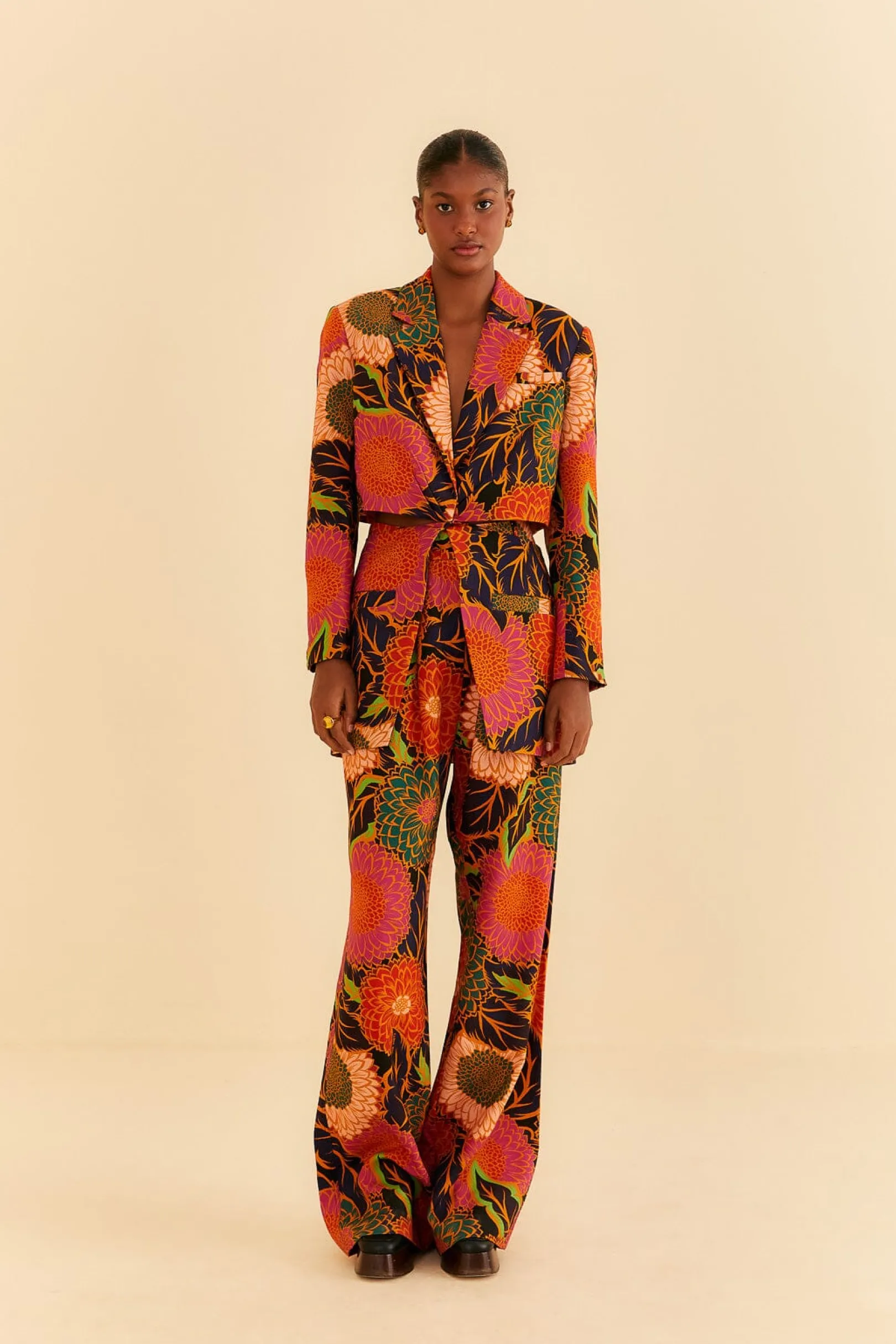 FARM Rio BLACK VINTAGE GARDEN CUT OUT BLAZER Best Sale