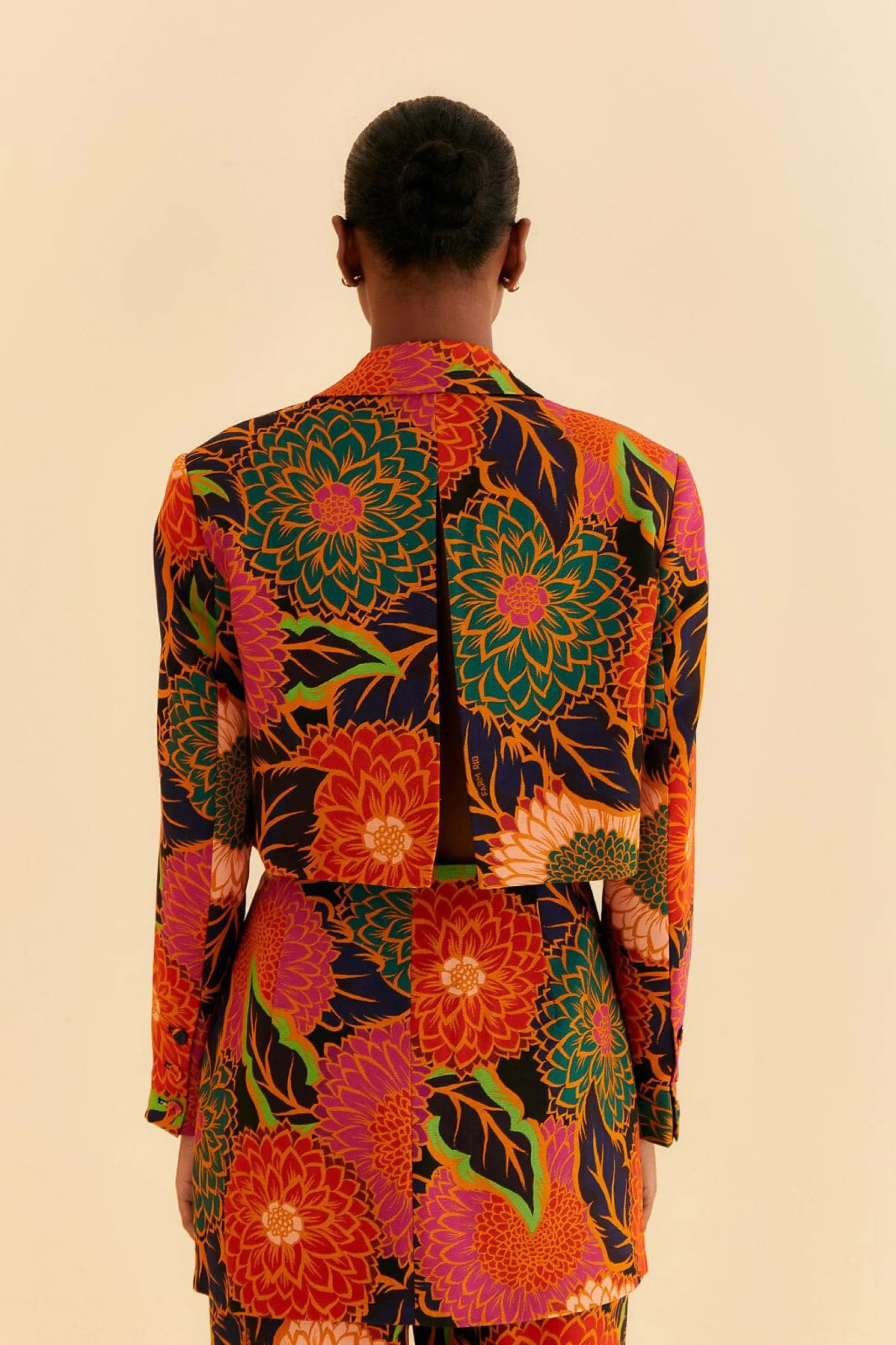 FARM Rio BLACK VINTAGE GARDEN CUT OUT BLAZER Best Sale