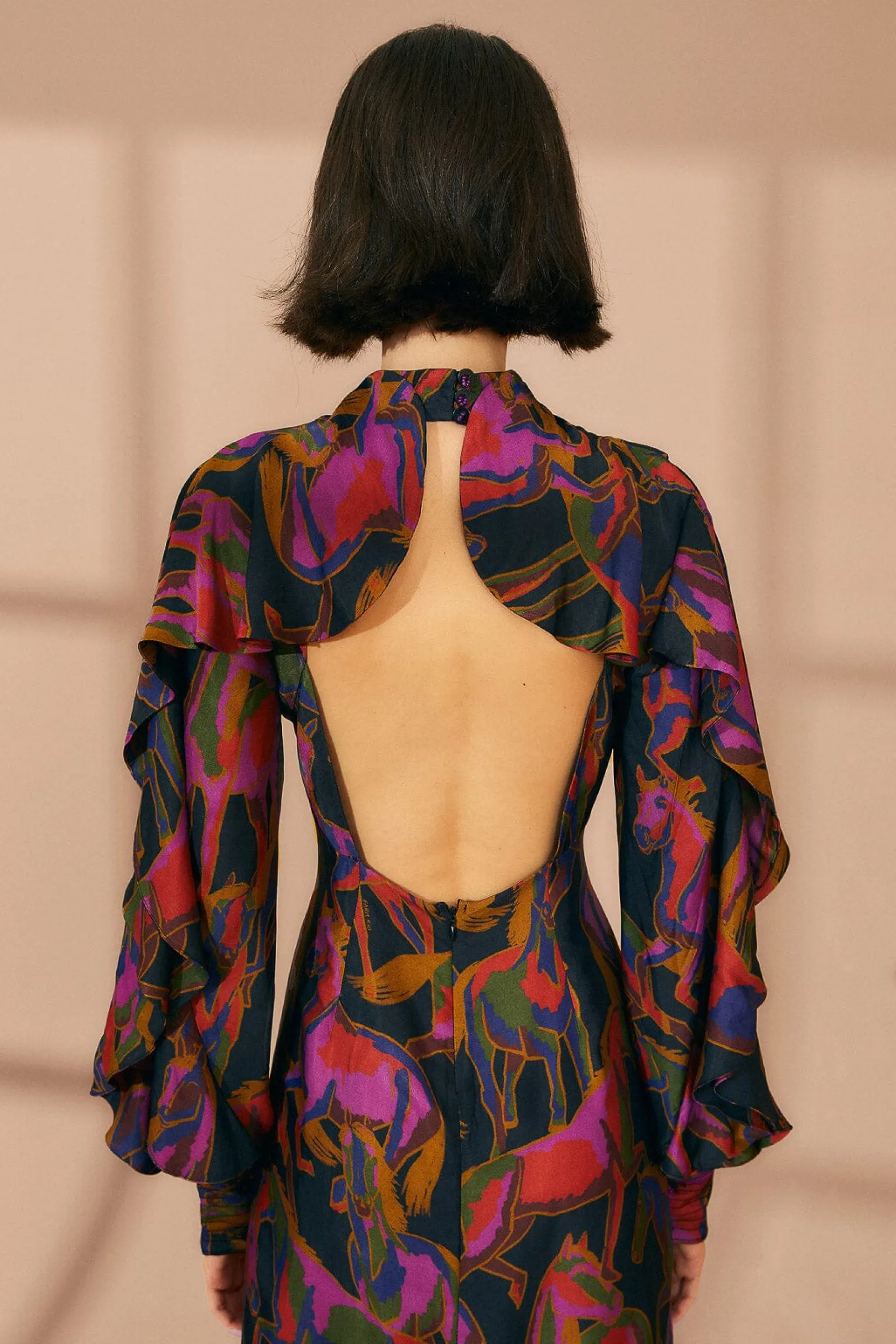 FARM Rio BLACK WILD HORSES BACKLESS MINI DRESS Fashion
