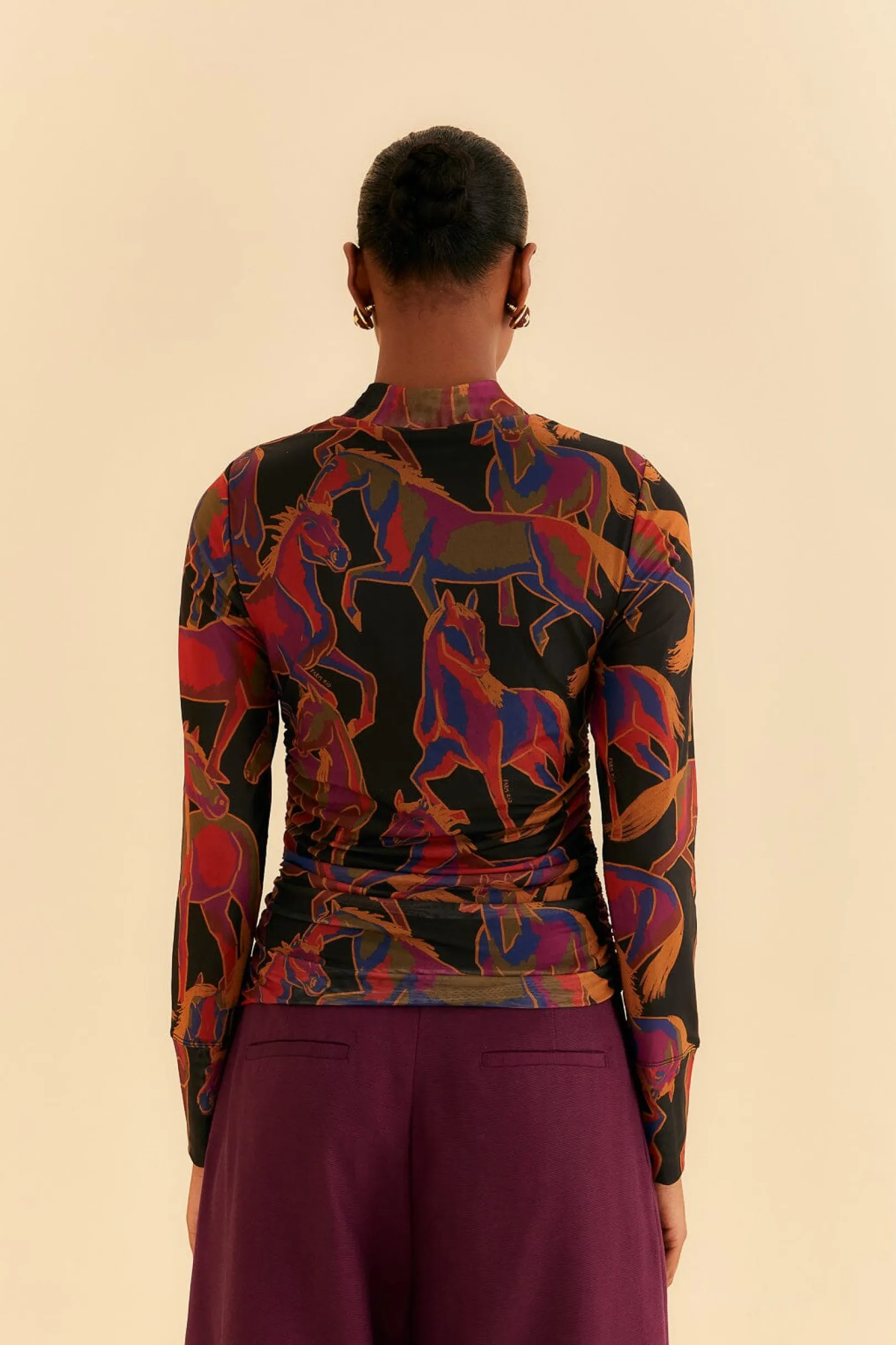 FARM Rio BLACK WILD HORSES TULLE BLOUSE Store