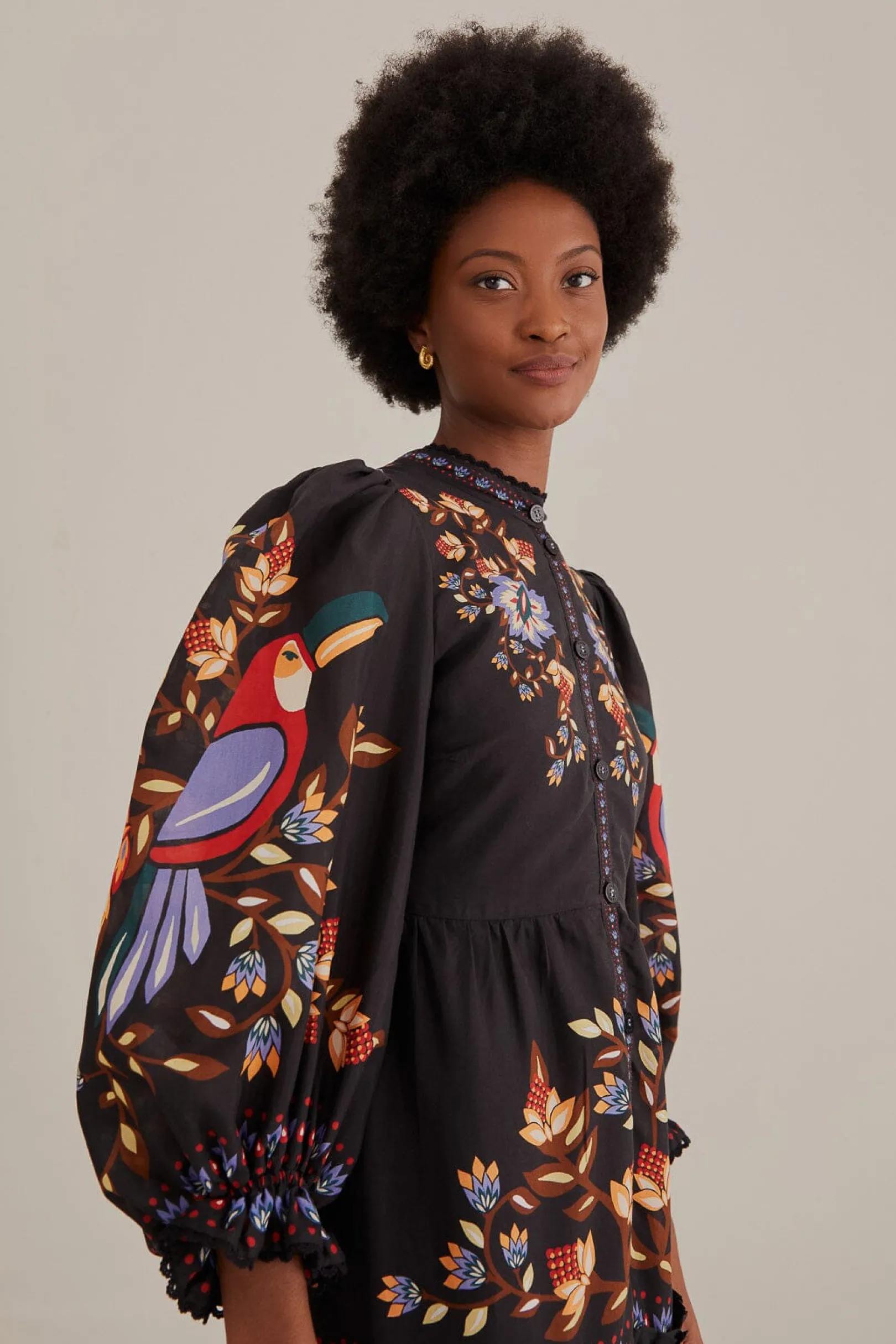 FARM Rio BLACK WINTER GARDEN LONG SLEEVE MAXI DRESS Sale