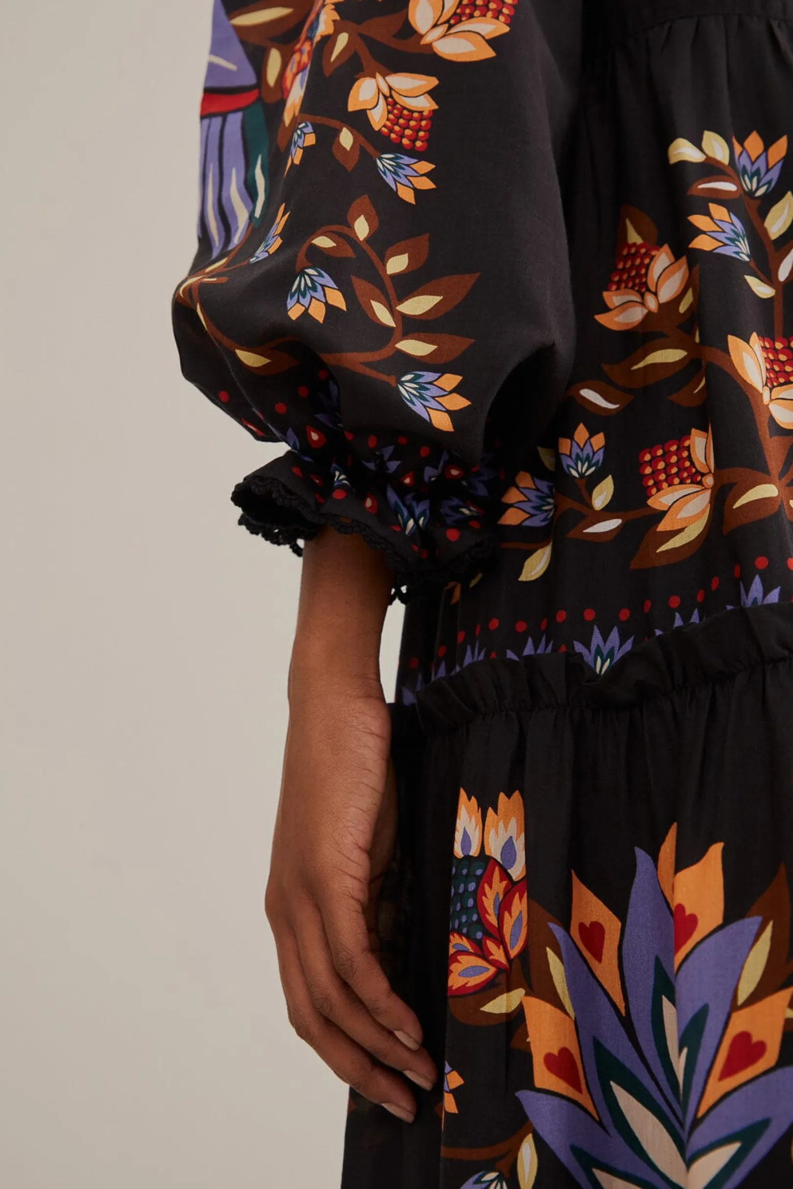FARM Rio BLACK WINTER GARDEN LONG SLEEVE MAXI DRESS Sale