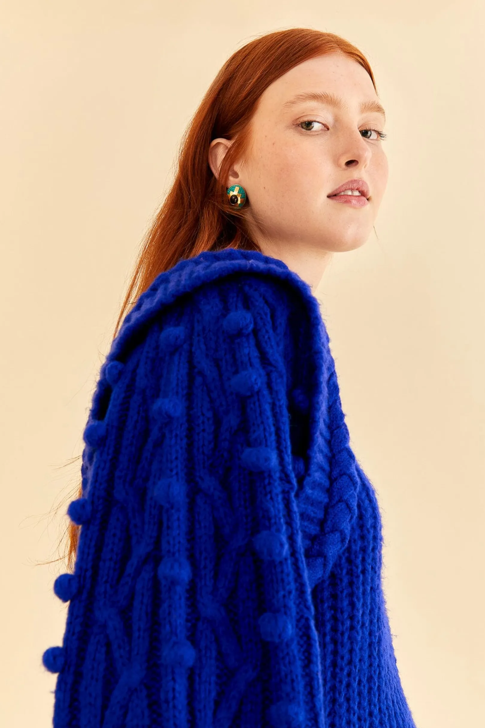 FARM Rio BLUE BRAIDED SWEATER Fashion