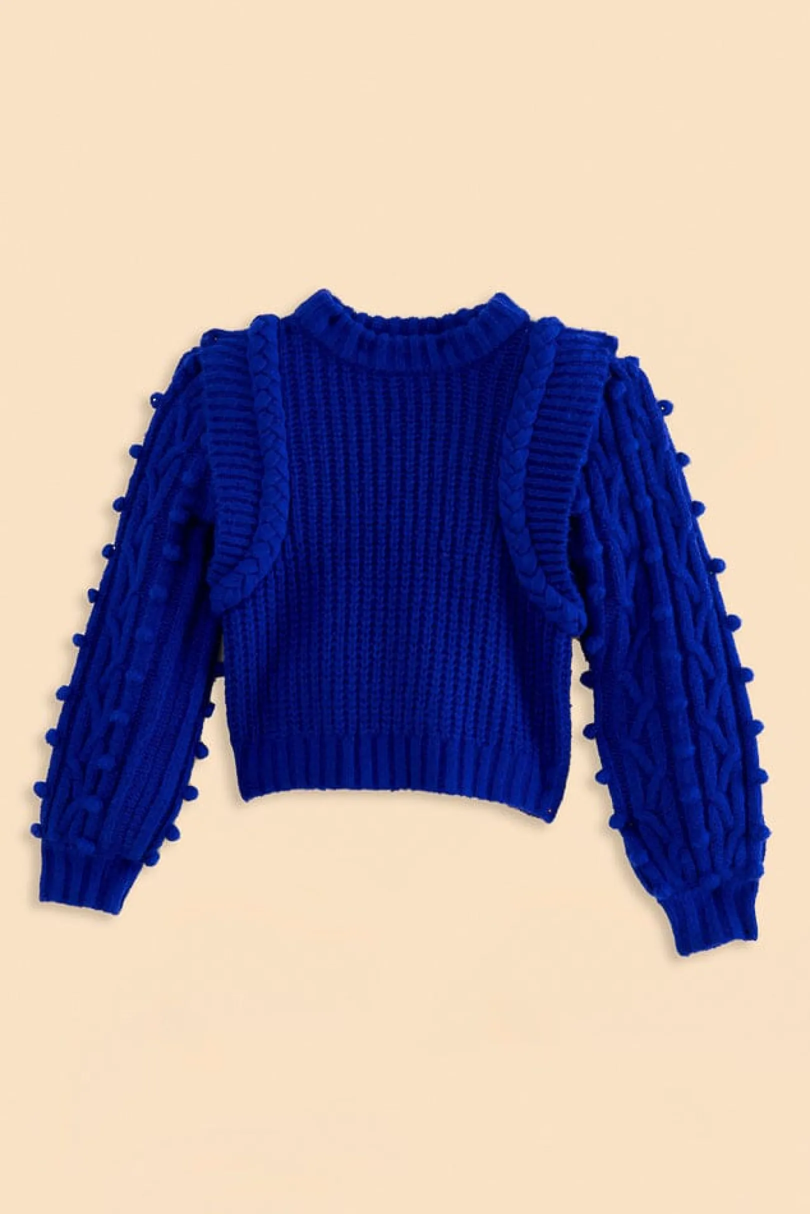 FARM Rio BLUE BRAIDED SWEATER Fashion