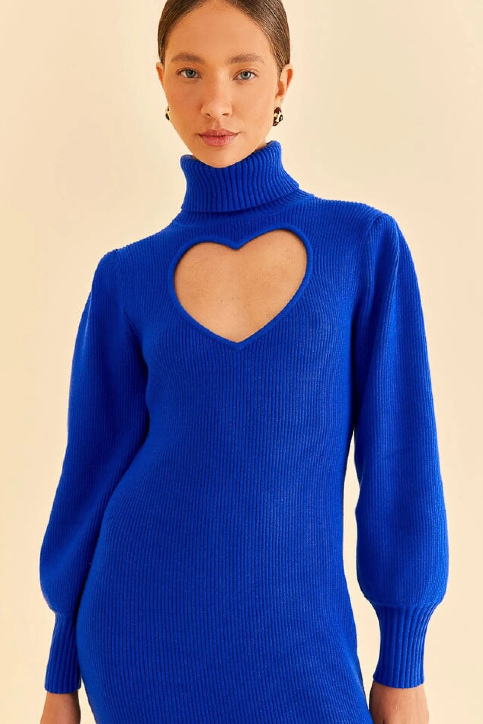 FARM Rio BLUE HEART NECKLINE KNIT DRESS Best Sale