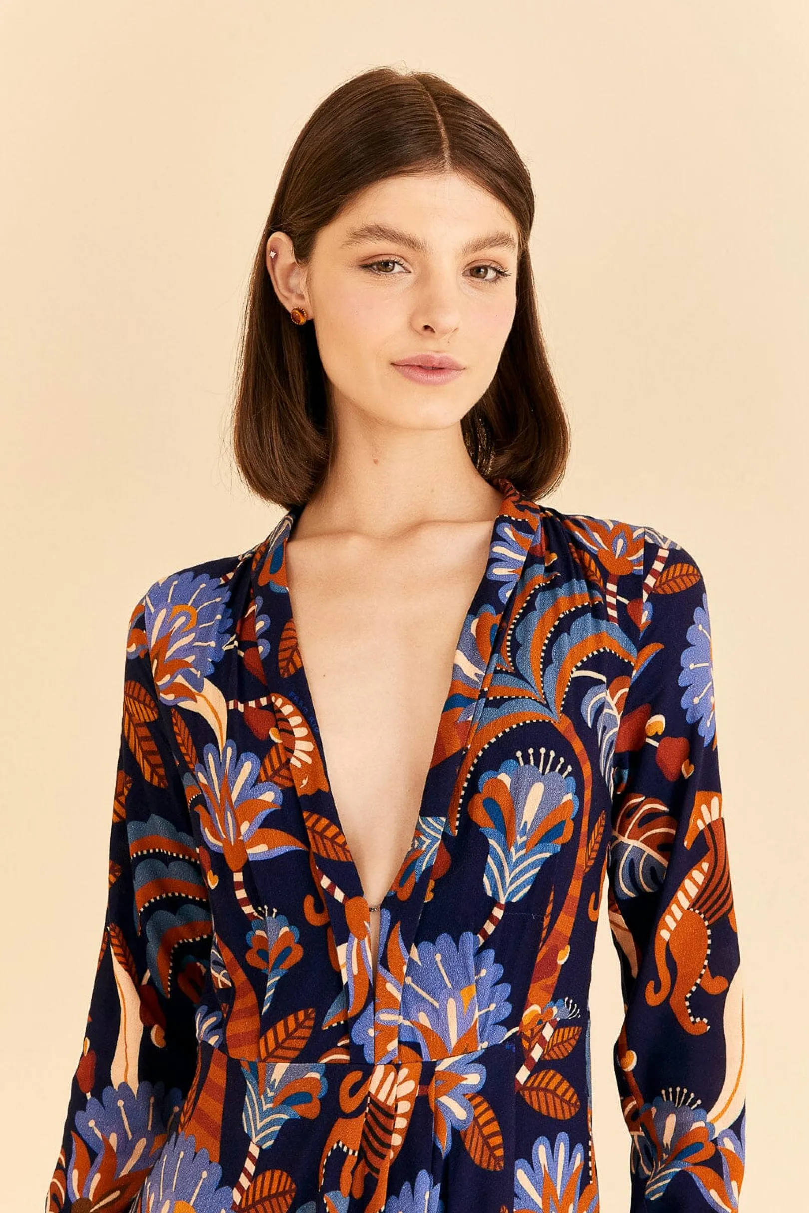 FARM Rio BLUE NATURE BEAUTY LONG SLEEVE MAXI DRESS Shop