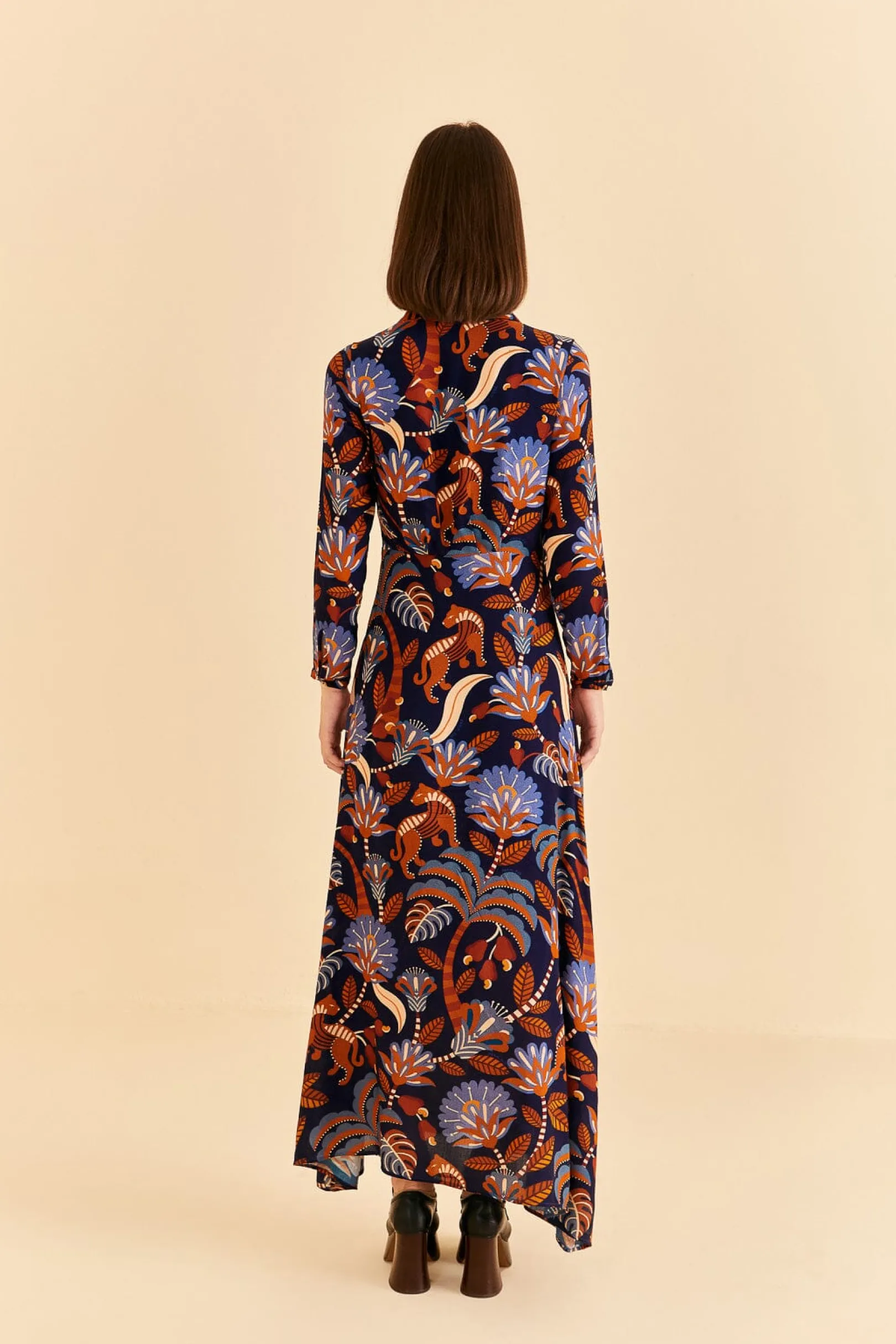 FARM Rio BLUE NATURE BEAUTY LONG SLEEVE MAXI DRESS Shop