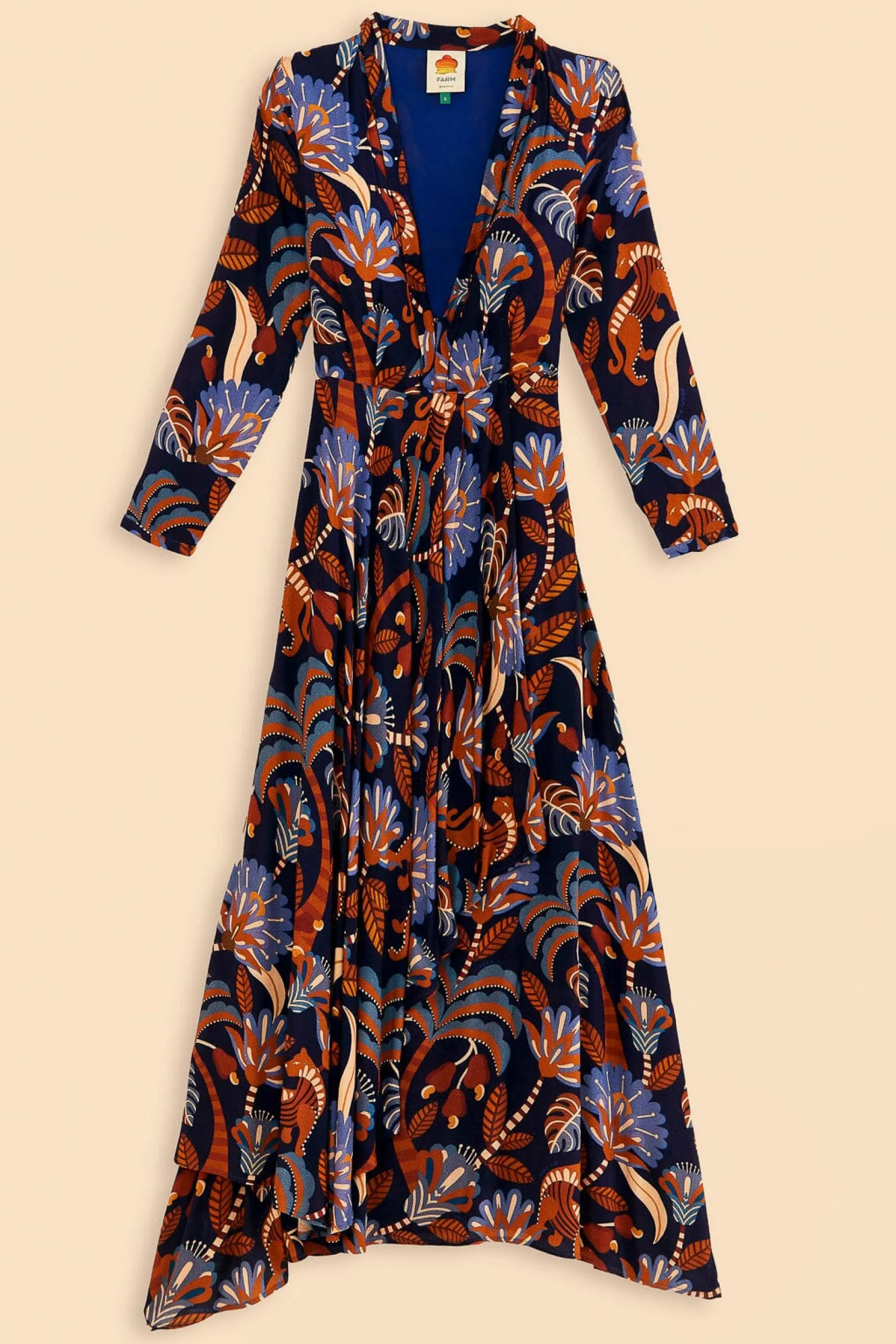 FARM Rio BLUE NATURE BEAUTY LONG SLEEVE MAXI DRESS Shop