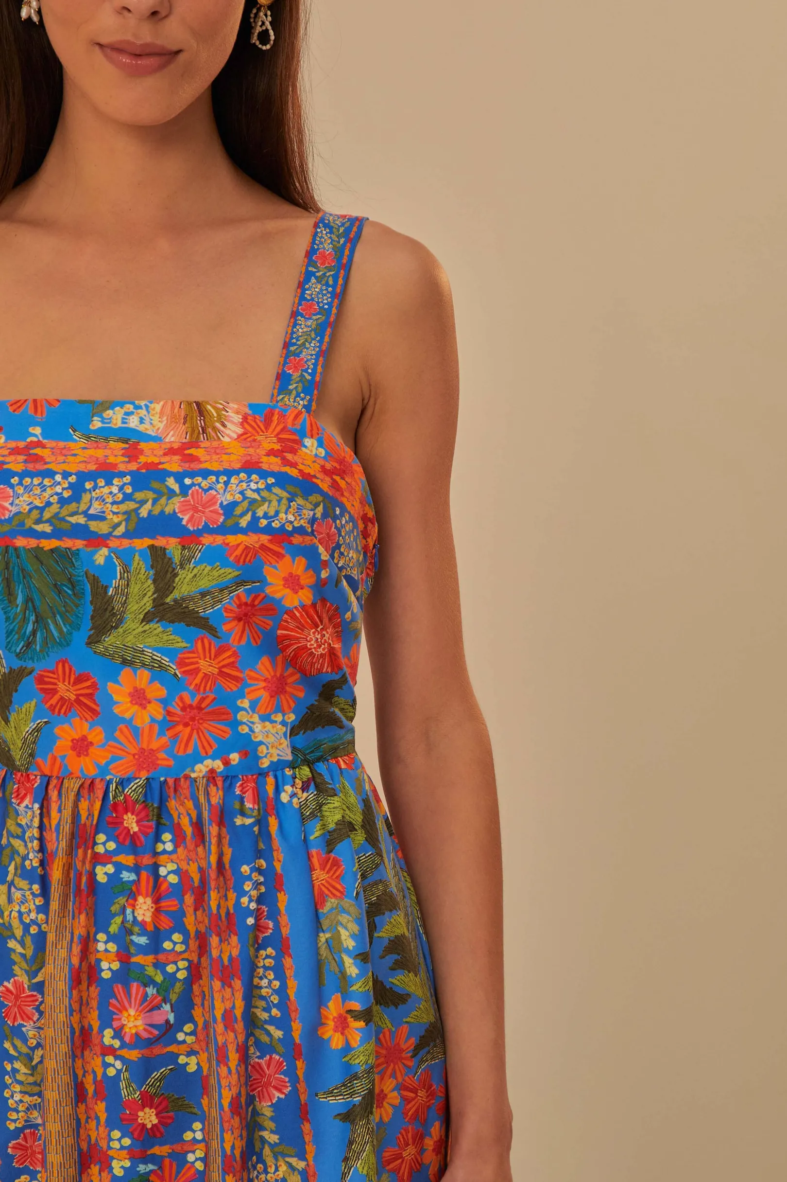FARM Rio BLUE STITCHED GARDEN MAXI DRESS Shop