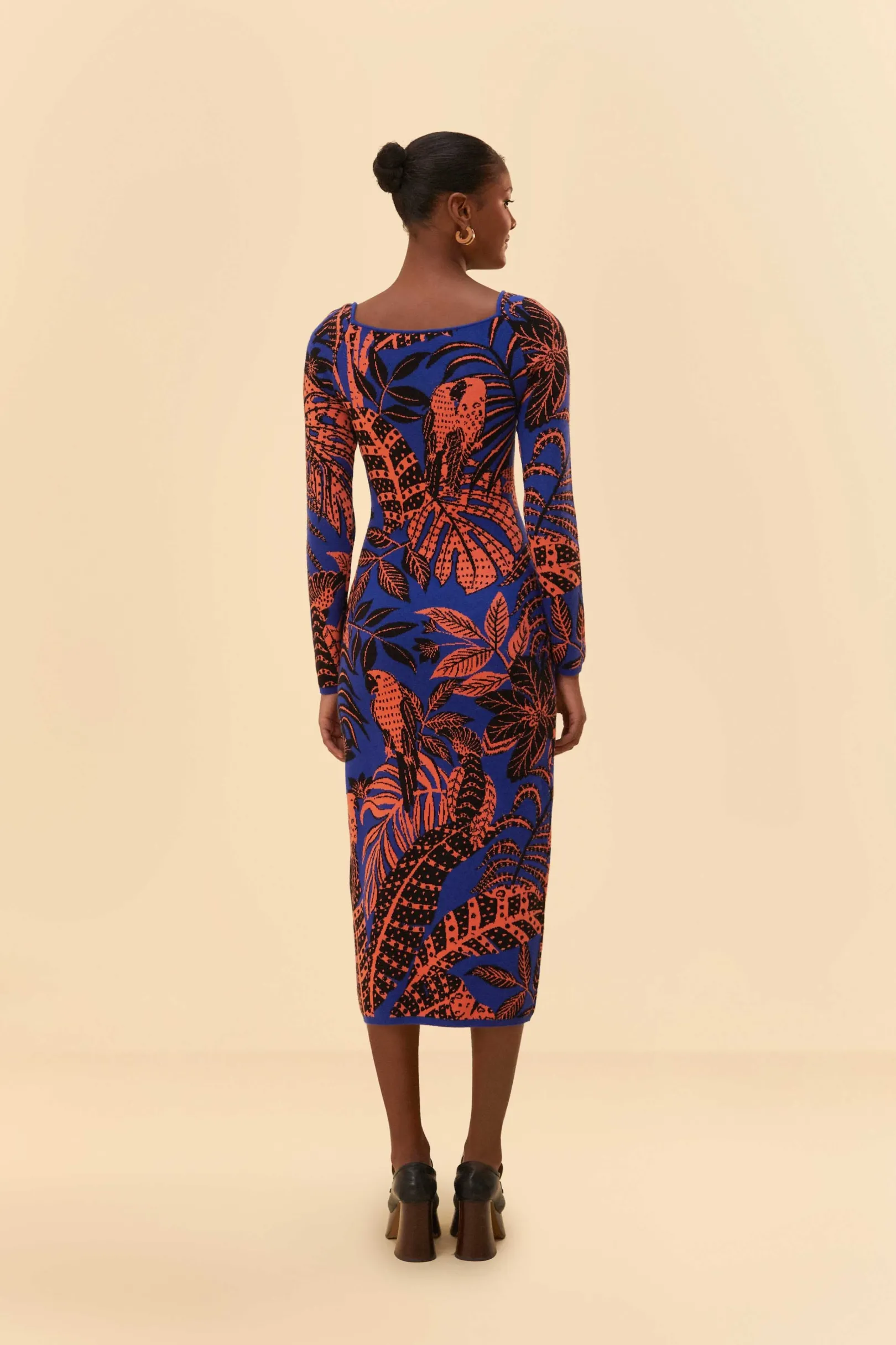 FARM Rio BLUE TROPICAL GOLD LONG SLEEVE DRESS Shop