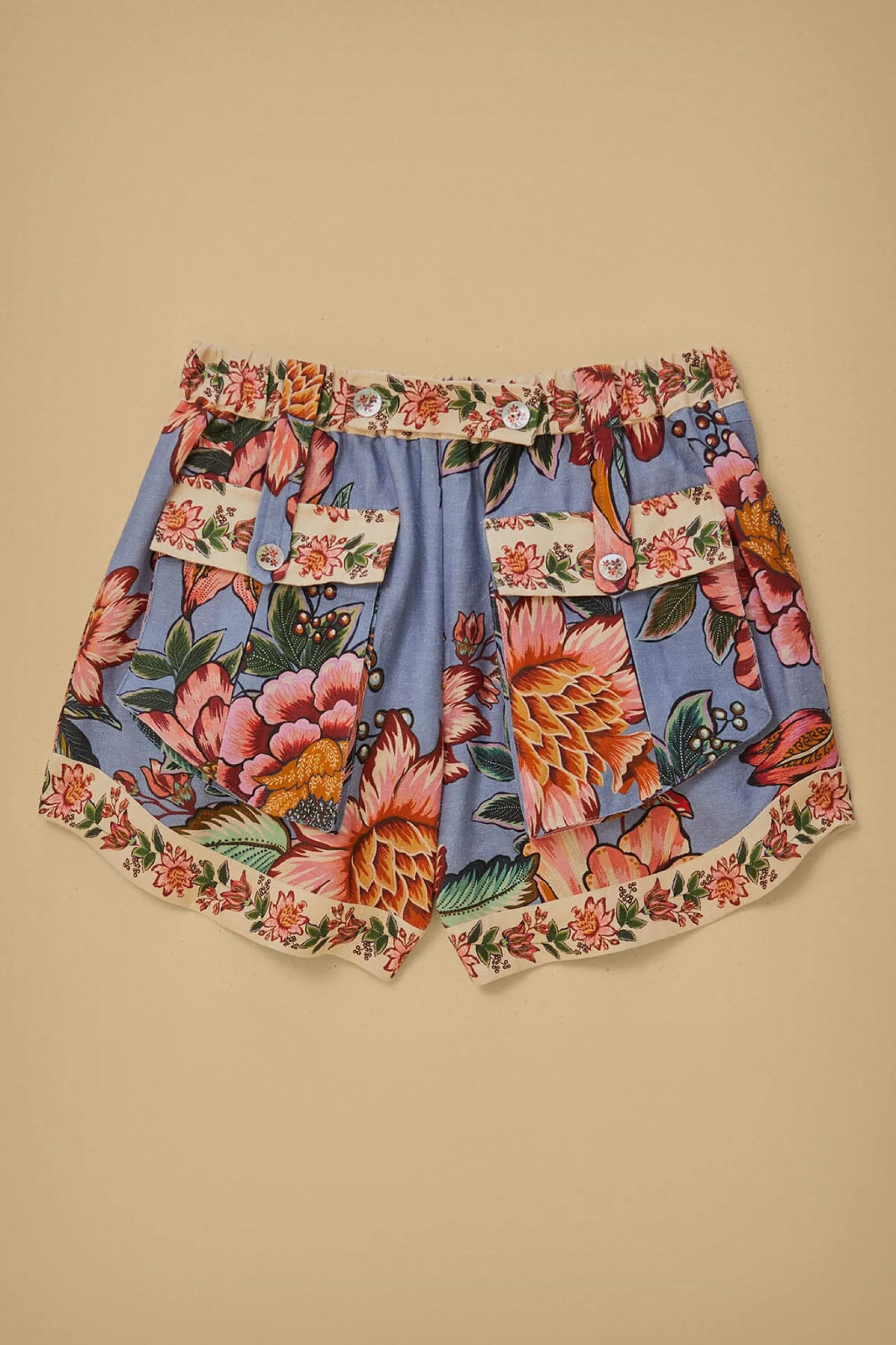 FARM Rio BLUE WONDERFUL BOUQUET EUROFLAX™ LINEN SHORTS Clearance